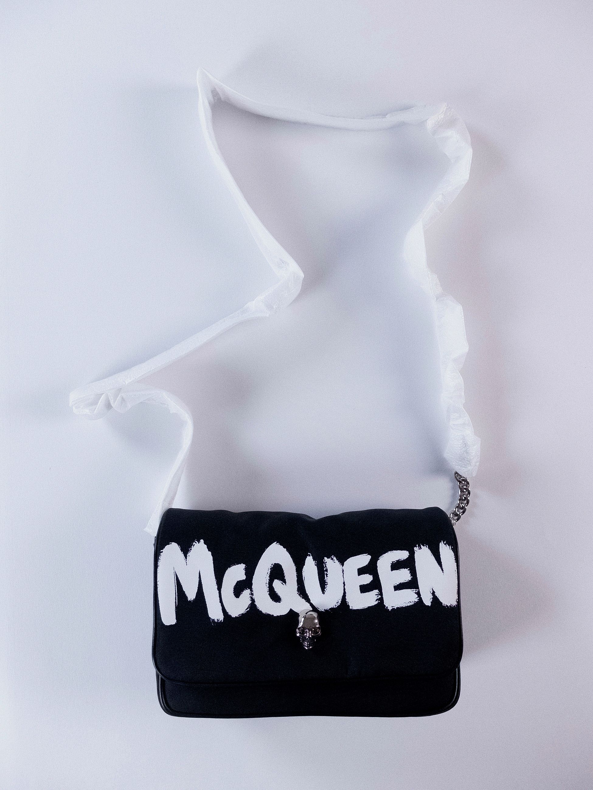Alexander McQueen ALEXANDER MCQUEEN Skull Black nylon Graffiti logo bag Size ONE SIZE - 5 Thumbnail