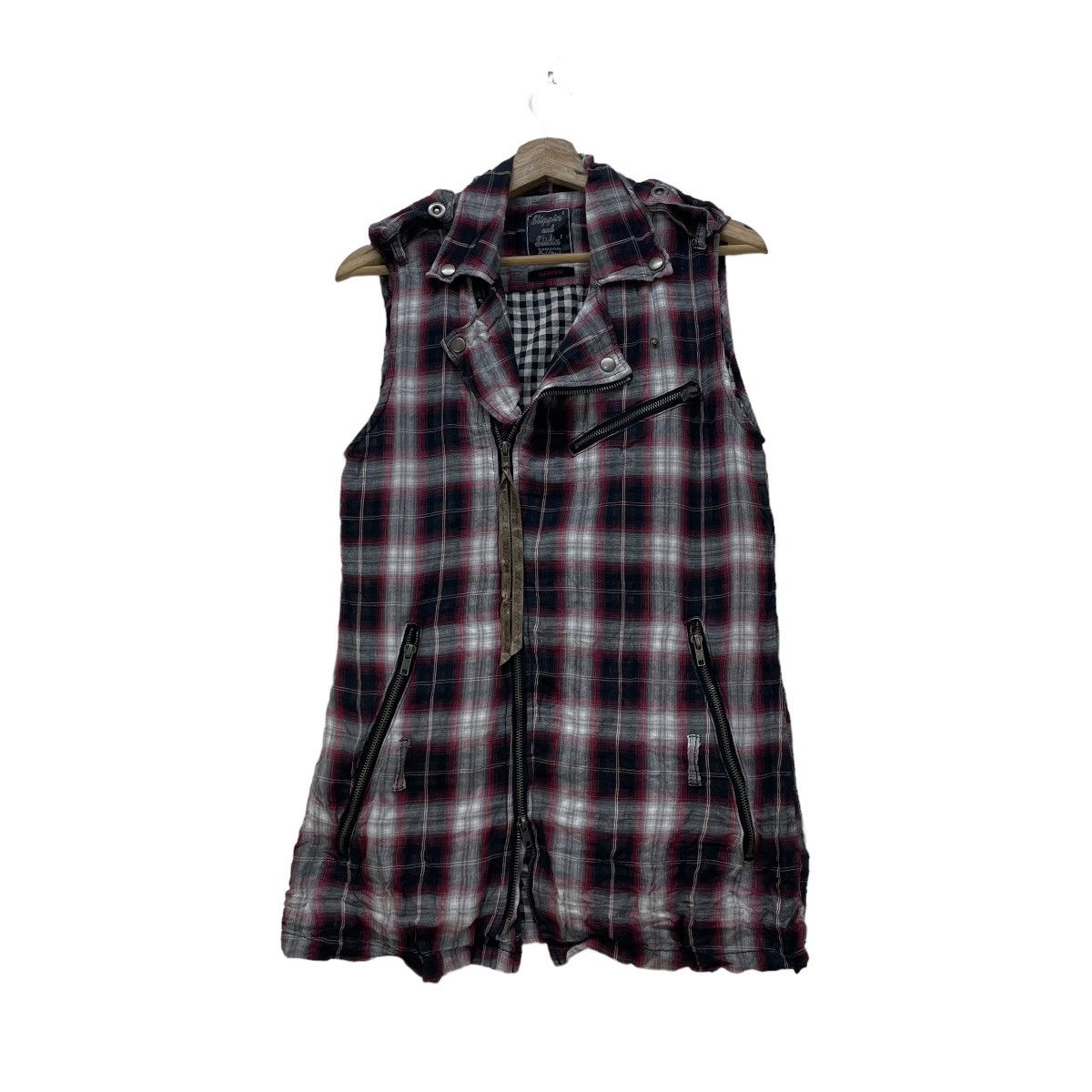 14th Addiction Japanese Brand Slipping And Sliding Tartan Sleeve Less Punk Size M / US 6-8 / IT 42-44 - 1 Thumbnail
