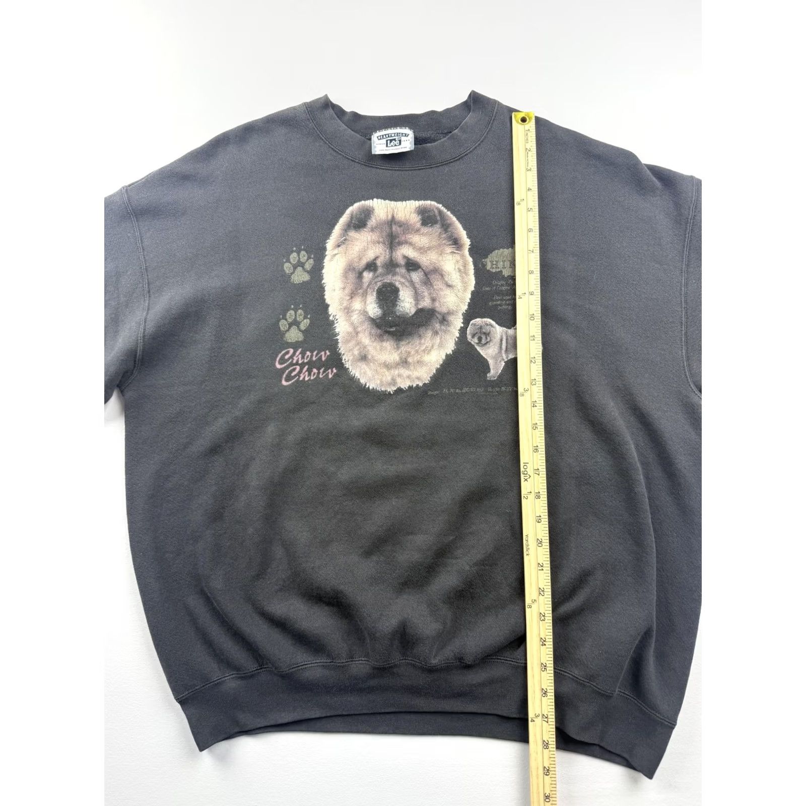 Lee VINTAGE Lee Sweatshirt Mens Black Heavyweight Fleece Graphic Print Chow Chow Dog Pullover Crew Neck Winter 2XL Mens Size US XXL / EU 58 / 5 - 4 Thumbnail