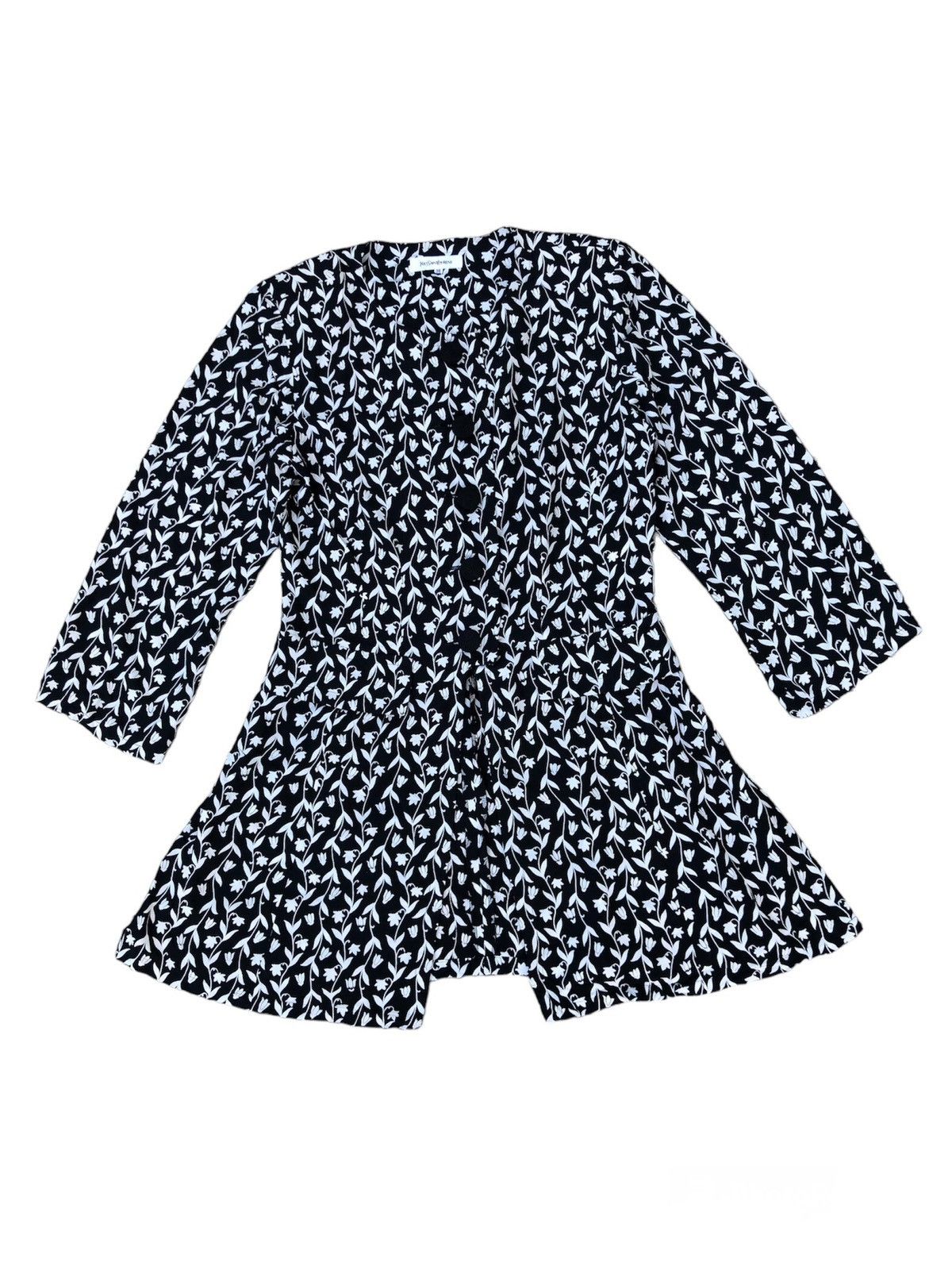 image of Saint Laurent Paris Accept Offeryves Saint Laurent Floral Mini Dress Button in Black White, Women's