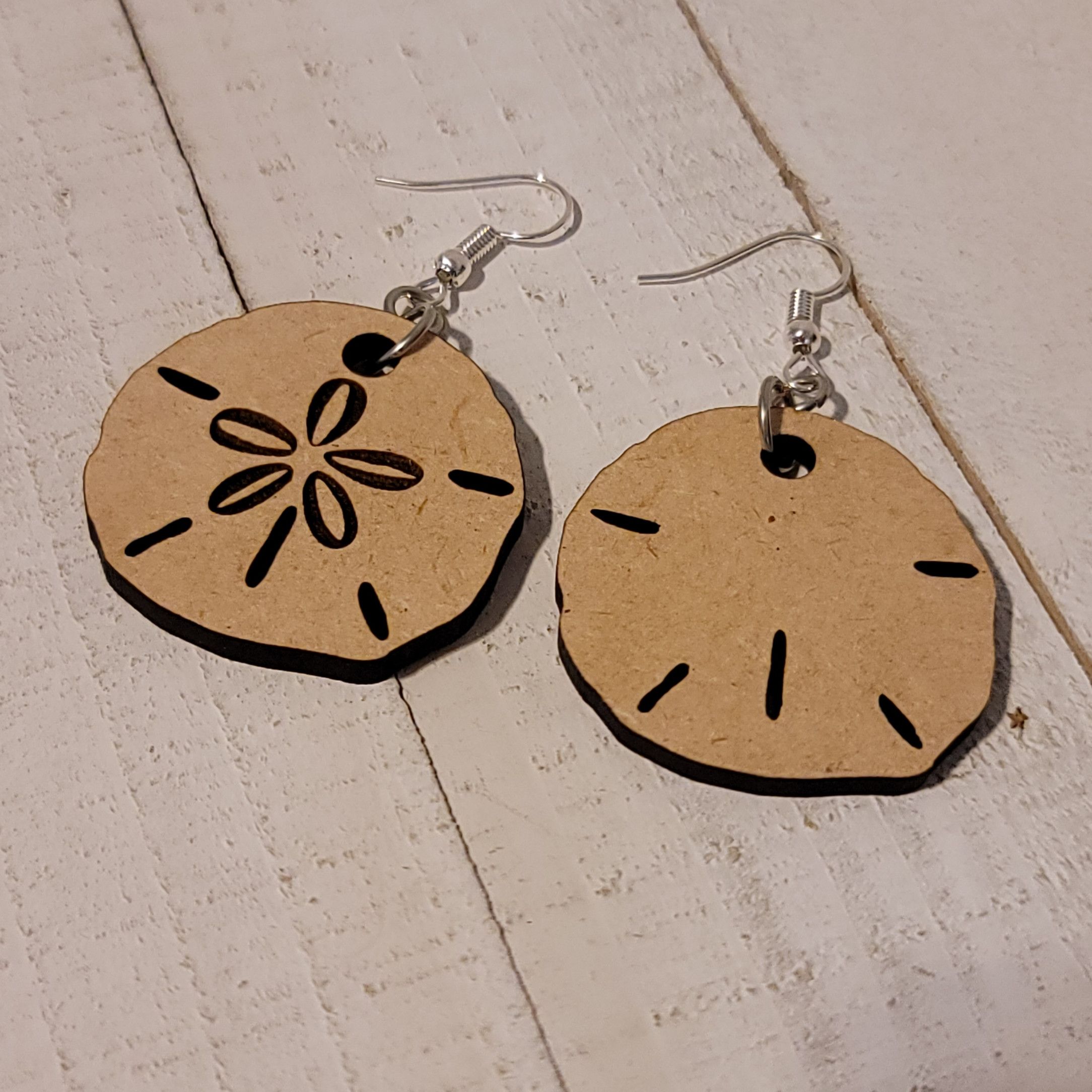 Handmade Handmade Laser Cut Sand Dollar Dangle Earrings Size ONE SIZE - 4 Thumbnail