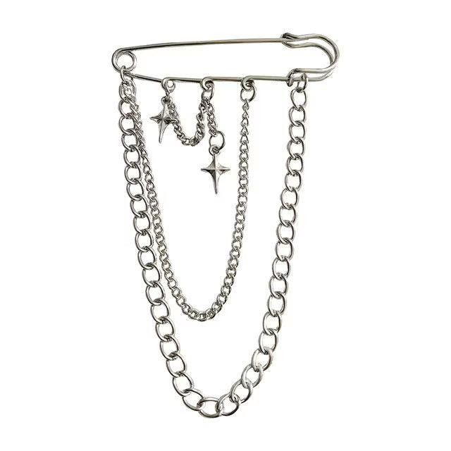 Jewelry STAR Chain Brooch Decoration Tassel Chain Pin Size ONE SIZE - 6 Thumbnail