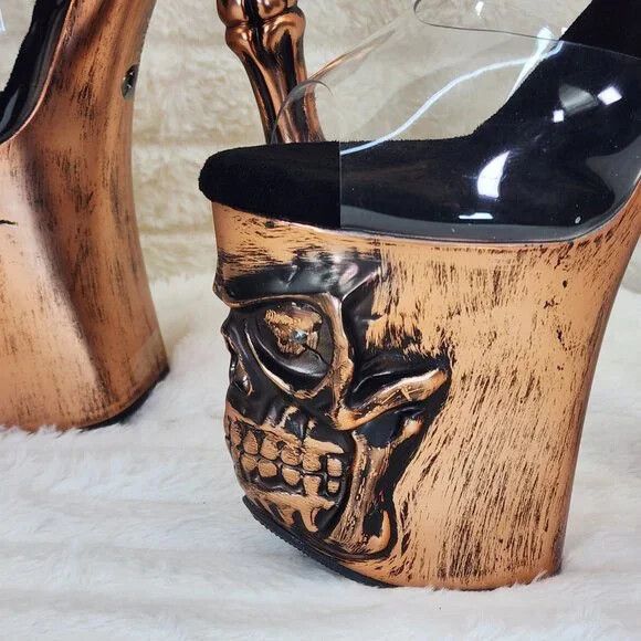 Other Rapture Brushed Metallic Copper Skull & Bones 8" High Heel P Size US 10 / IT 40 - 6 Thumbnail