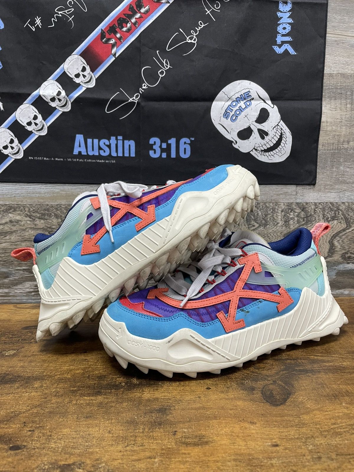 Off-White Off-White ODSY-1000 Blue Multi Color Sneakers Size 41/US8 Size US 8 / EU 41 - 1 Thumbnail