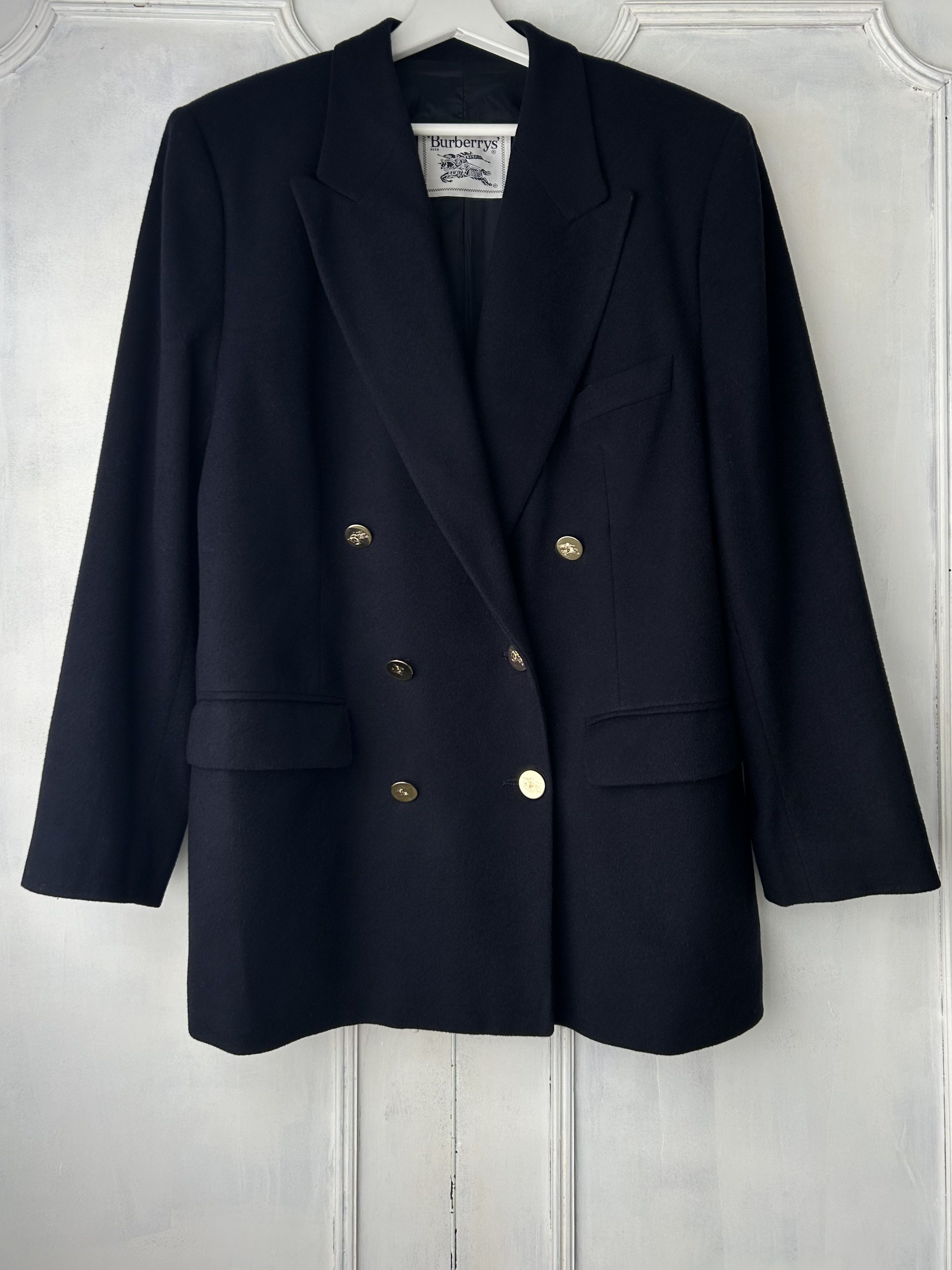 Burberry Burberrys Double-Breasted Wool Blazer with Gold Buttons Size L / US 10 / IT 46 - 1 Thumbnail