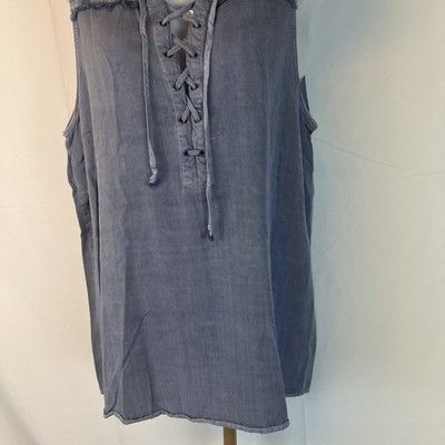 Rock & Republic Rock & Republic Sleeveless Shirt Blouse Size S Lace Up Neck Size S / US 4 / IT 40 - 3 Thumbnail