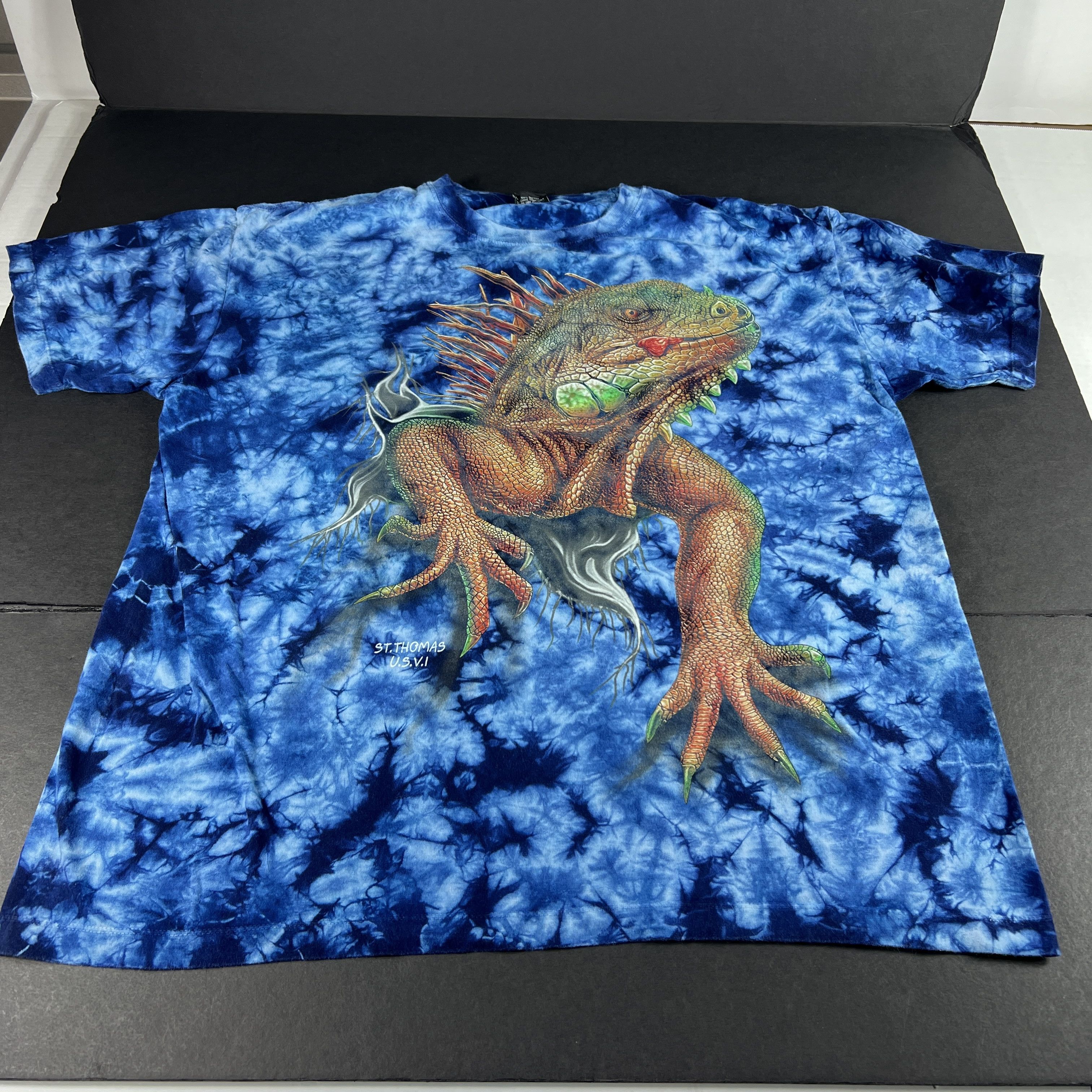 Vintage VTG Caballo Iguana Shirt Tie Dye Bust Out Big Graphic Tee Size US XL / EU 56 / 4 - 1 Thumbnail