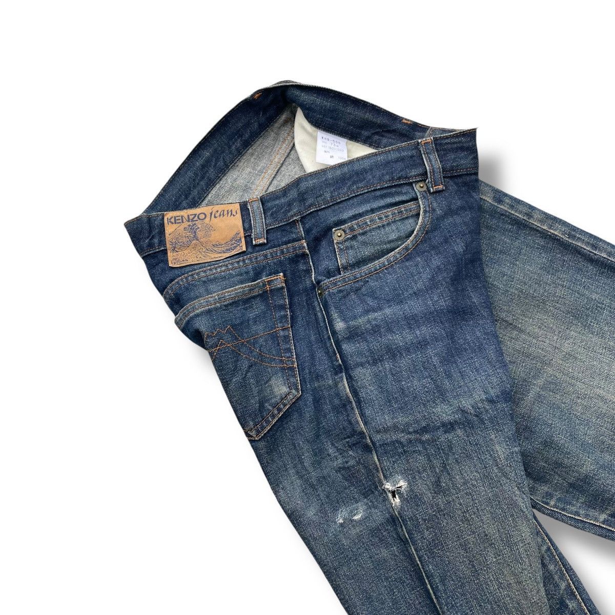 Kenzo 🇯🇵 VINTAGE KENZO WASHED DISTRESSED DENIM PANTS Size US 29 - 5 Thumbnail