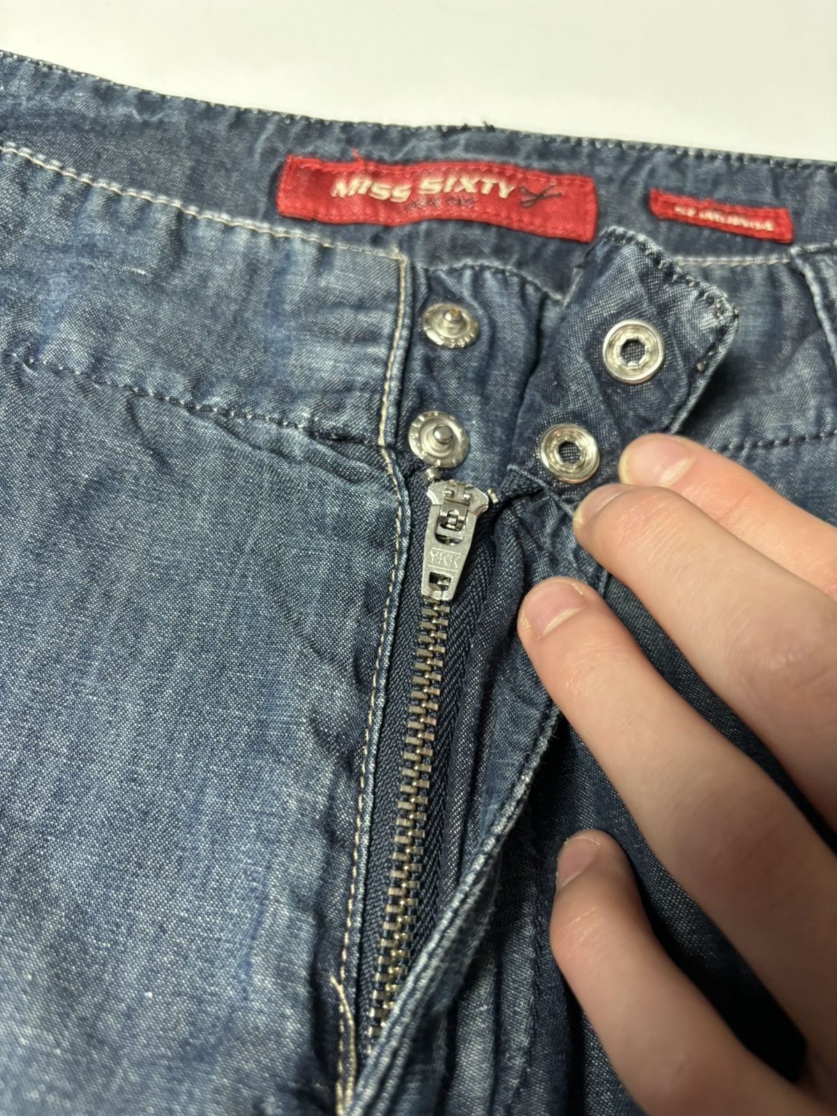 MISS SIXTY VINTAGE JEANS LIGHT FLARED BONDAGE DENIM PANTS
