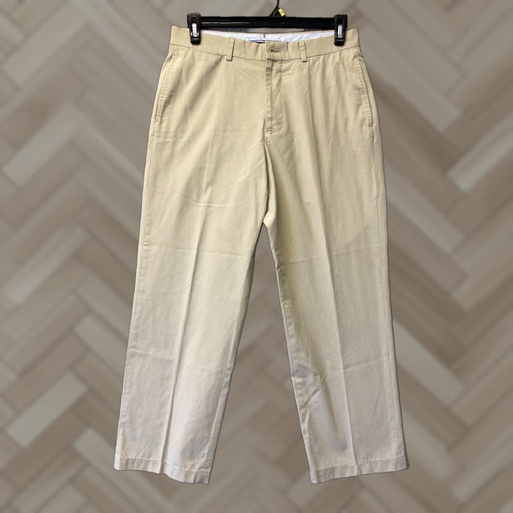 Brooks Brothers BROOKS BROTHERS Men's Chino Pants 33W 30L Tan Cotton Blend Regular Fit Size US 33 - 1 Thumbnail