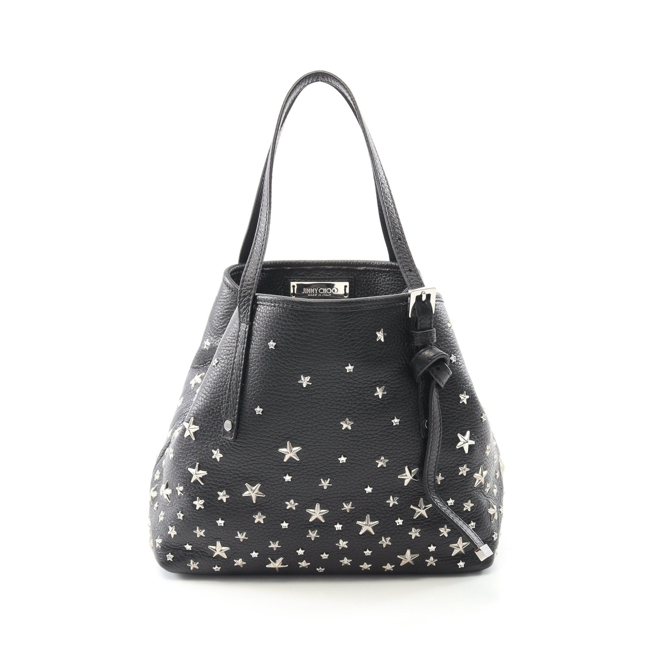 Jimmy Choo Jimmy Choo Sasha S Handbag Tote Bag Leather Black Star Studs Size ONE SIZE - 1 Thumbnail