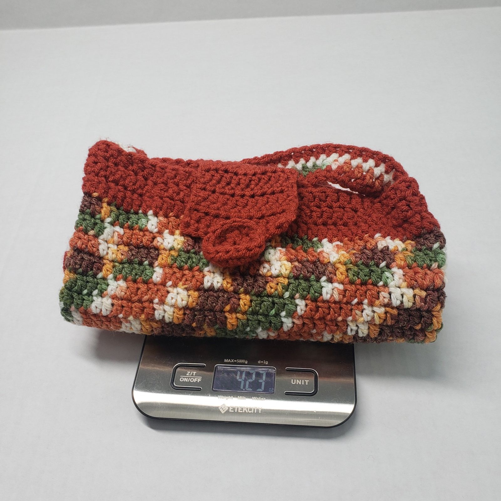 Handmade Striped Crochet Crossbody Bucket Bag Brown Small Handmade Size ONE SIZE - 15 Thumbnail