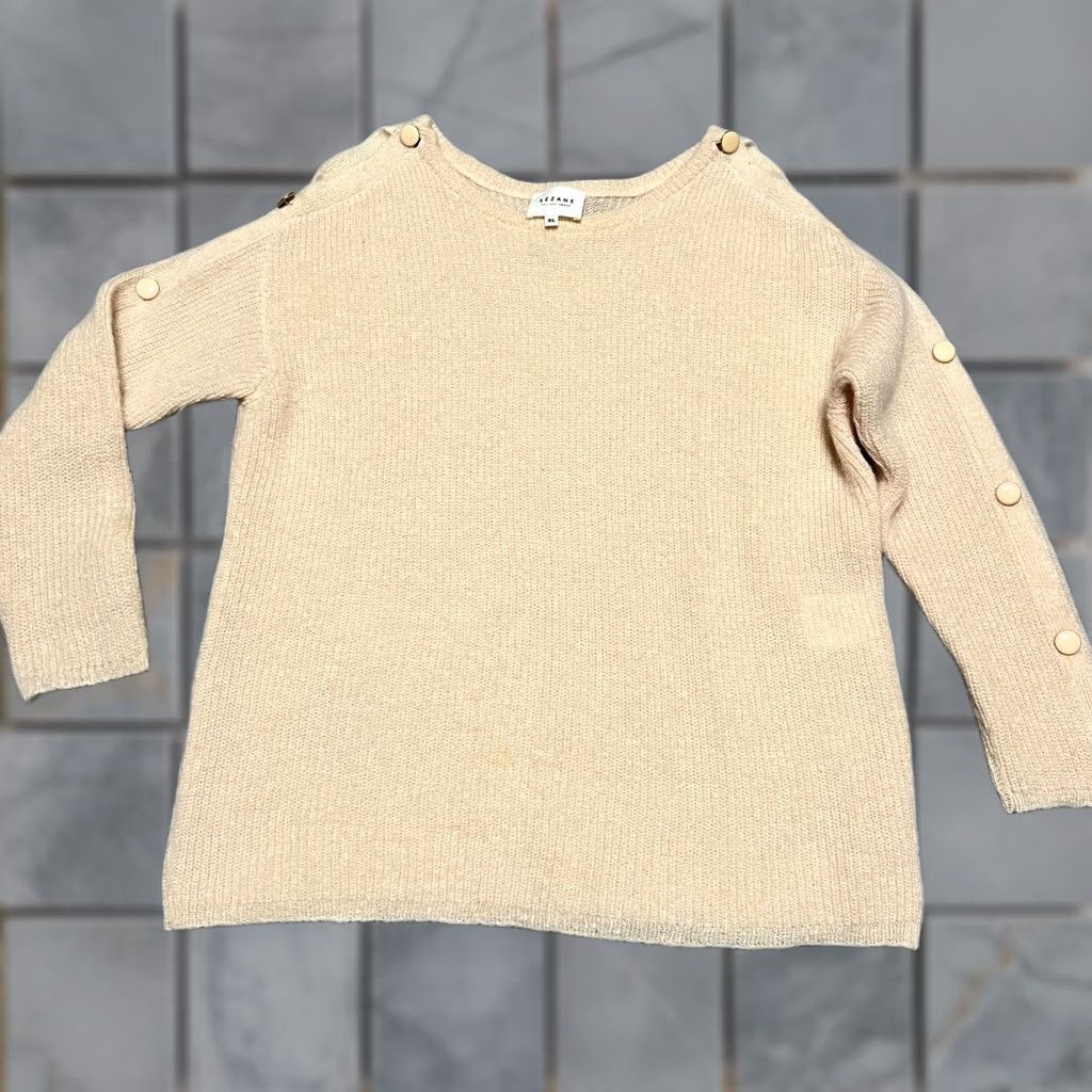 Vintage Sezane Pullover Womens Mohair Alpaca Blend Buttoned Sleeve Sweater ZL Peach XL Regular Orange, Kid? Size XL / US 12-14 / IT 48-50 - 1 Thumbnail