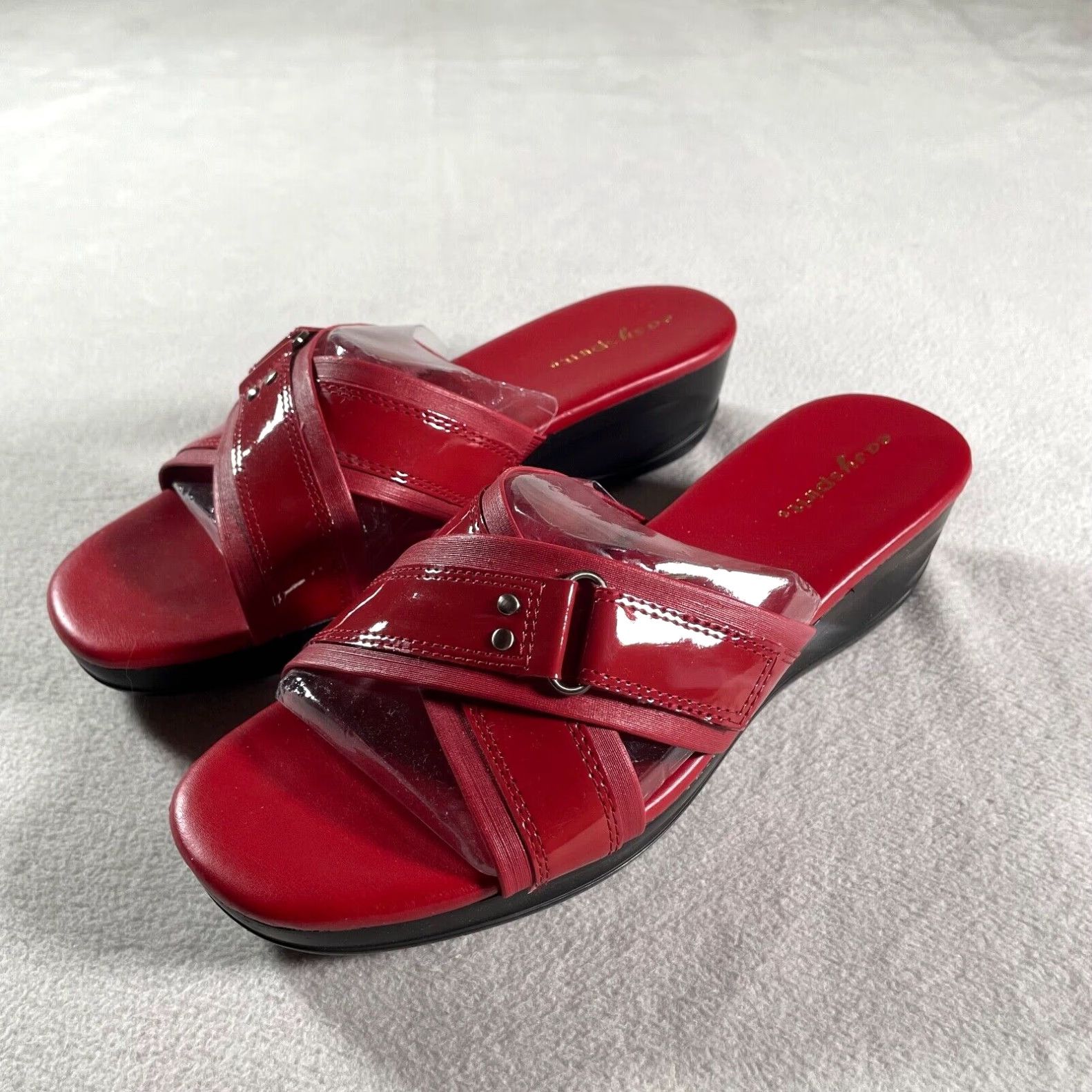 Vintage Easy Spirit Red Leather Mule Shoes Sandals Women's 6.5 M Flat
