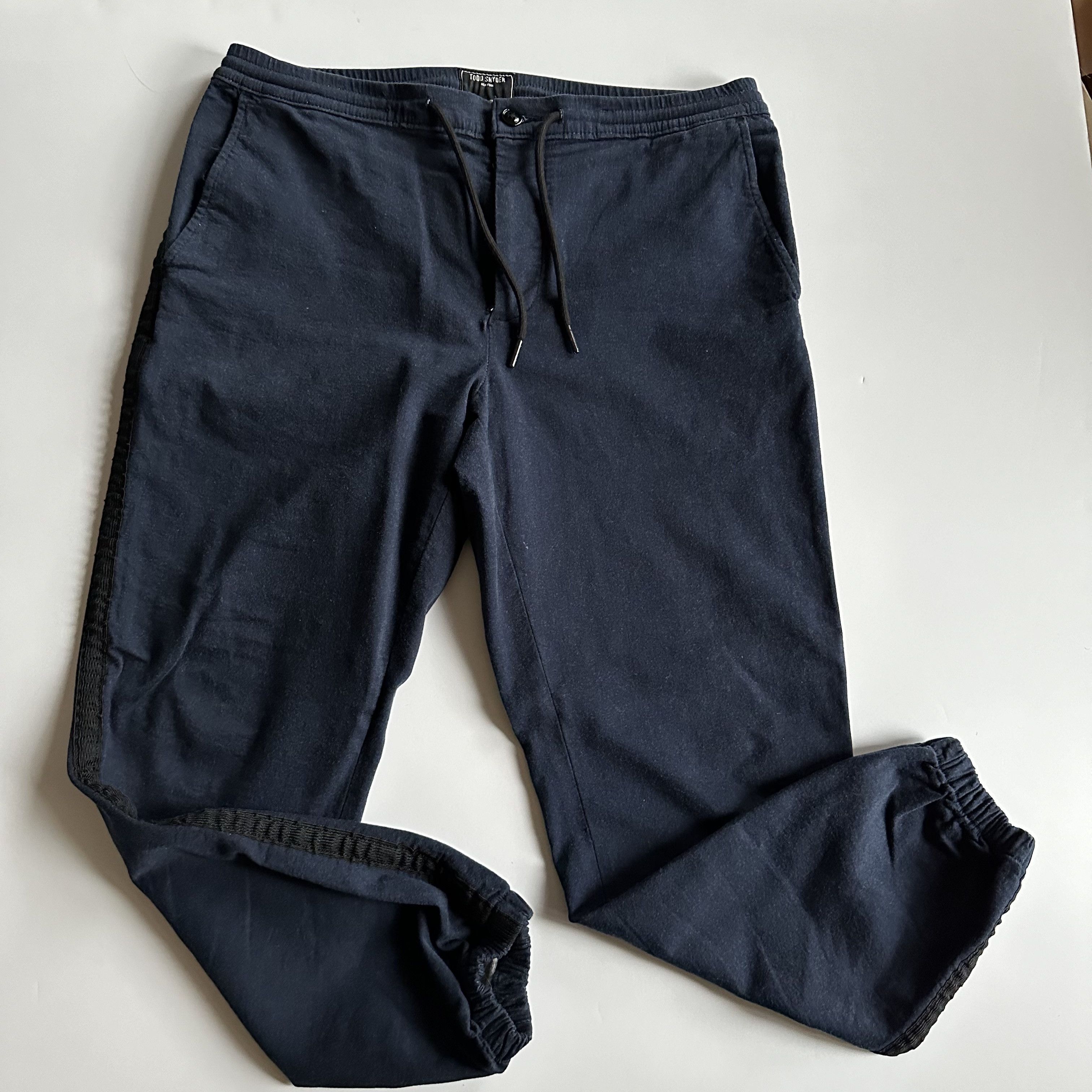 Todd Snyder TODD SNYDER Cotton Blue Denim Tuxedo Striped Jogger Pant ...