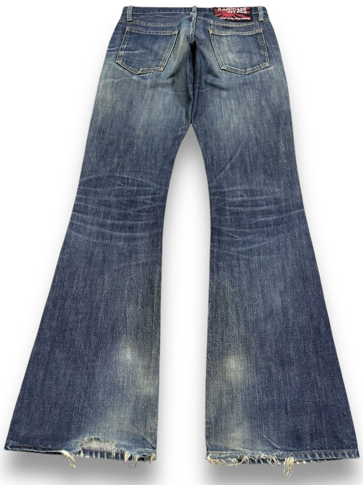 Tornado Mart Japanese Brand Kamikaze Attack Flare Distressed Jeans Size US 31 - 2 Thumbnail
