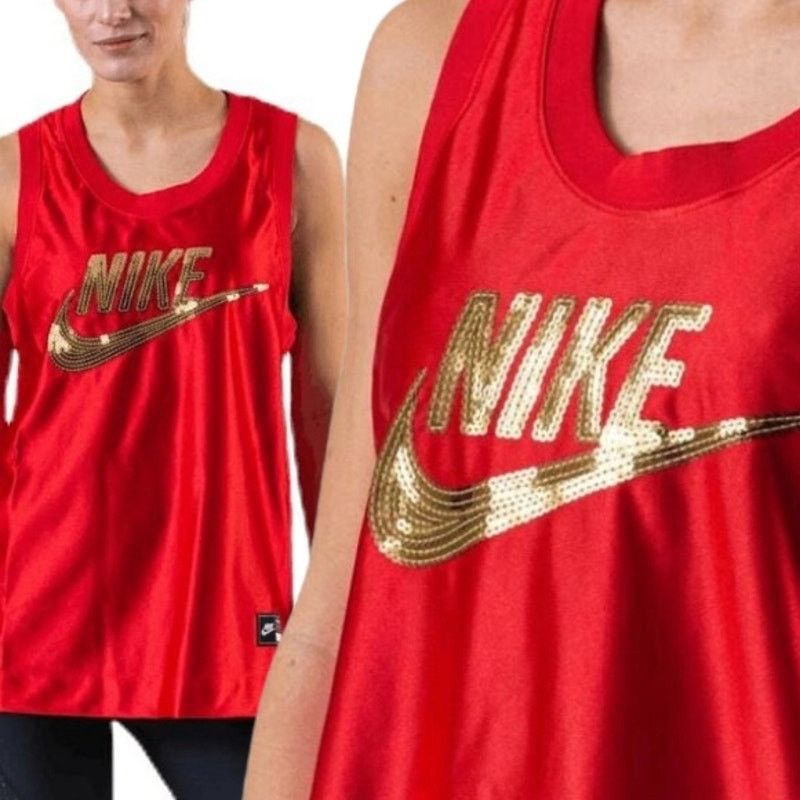Nike Nike Icon Jersey Tank Top Sequins Gold Red Women's L NWOT Size L / US 10 / IT 46 - 1 Thumbnail