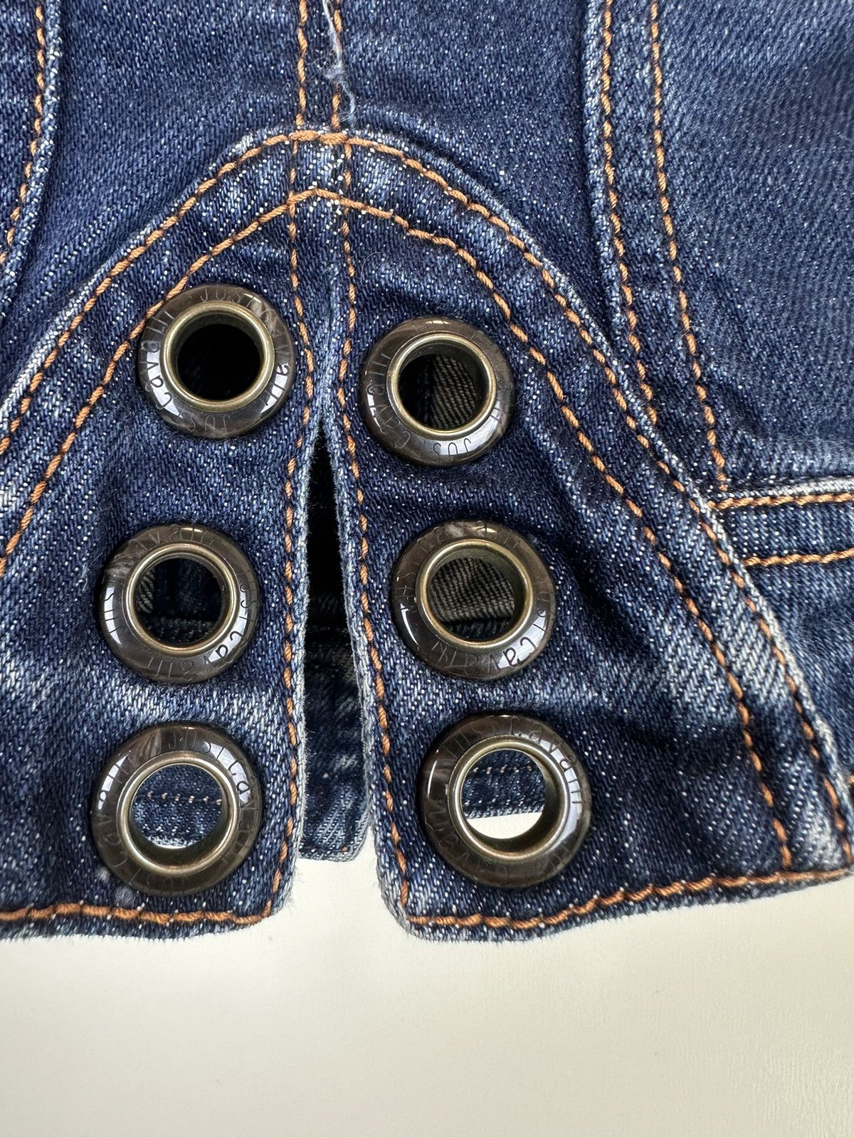 Just Cavalli × Roberto Cavalli × Vintage Just Cavalli denim vintage jacket blue biker moto cropped Size XS / US 0-2 / IT 36-38 - 16 Thumbnail