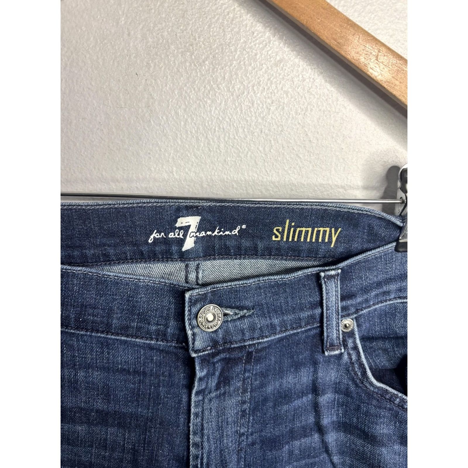7 For All Mankind 7 For All Mankind Slimmy Jeans Mens Blue Denim Size 36 Wash Medium Slim Straight Pockets Logo Back Pocket Size US 36 / EU 52 - 3 Thumbnail