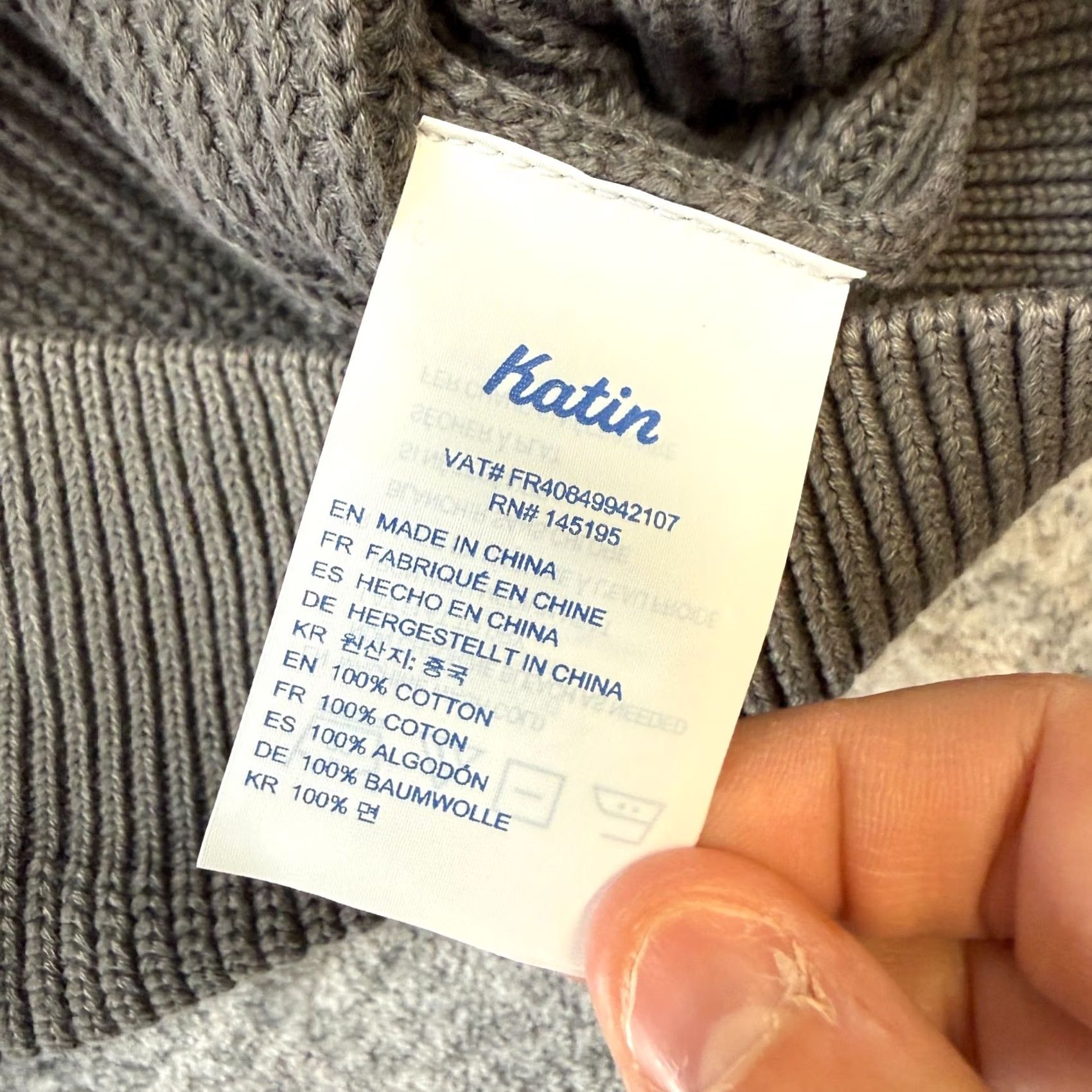 Katin Katin Sweater Mens 2XL Chunky Knit Crewneck Gray Surf NEW Size US XXL / EU 58 / 5 - 6 Thumbnail