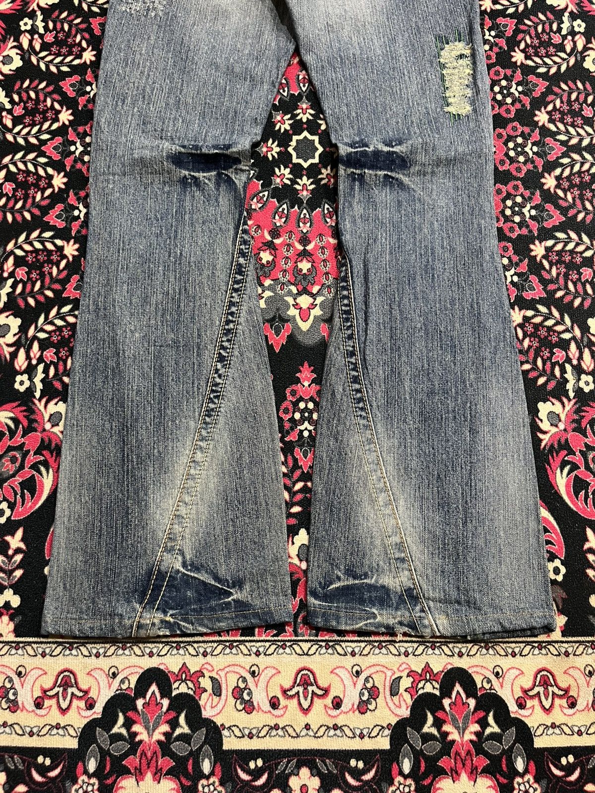 If Six Was Nine C Seventeen Cedi Sept Embroidery Pocket Distress Flare Jean Size 29" - 10 Thumbnail