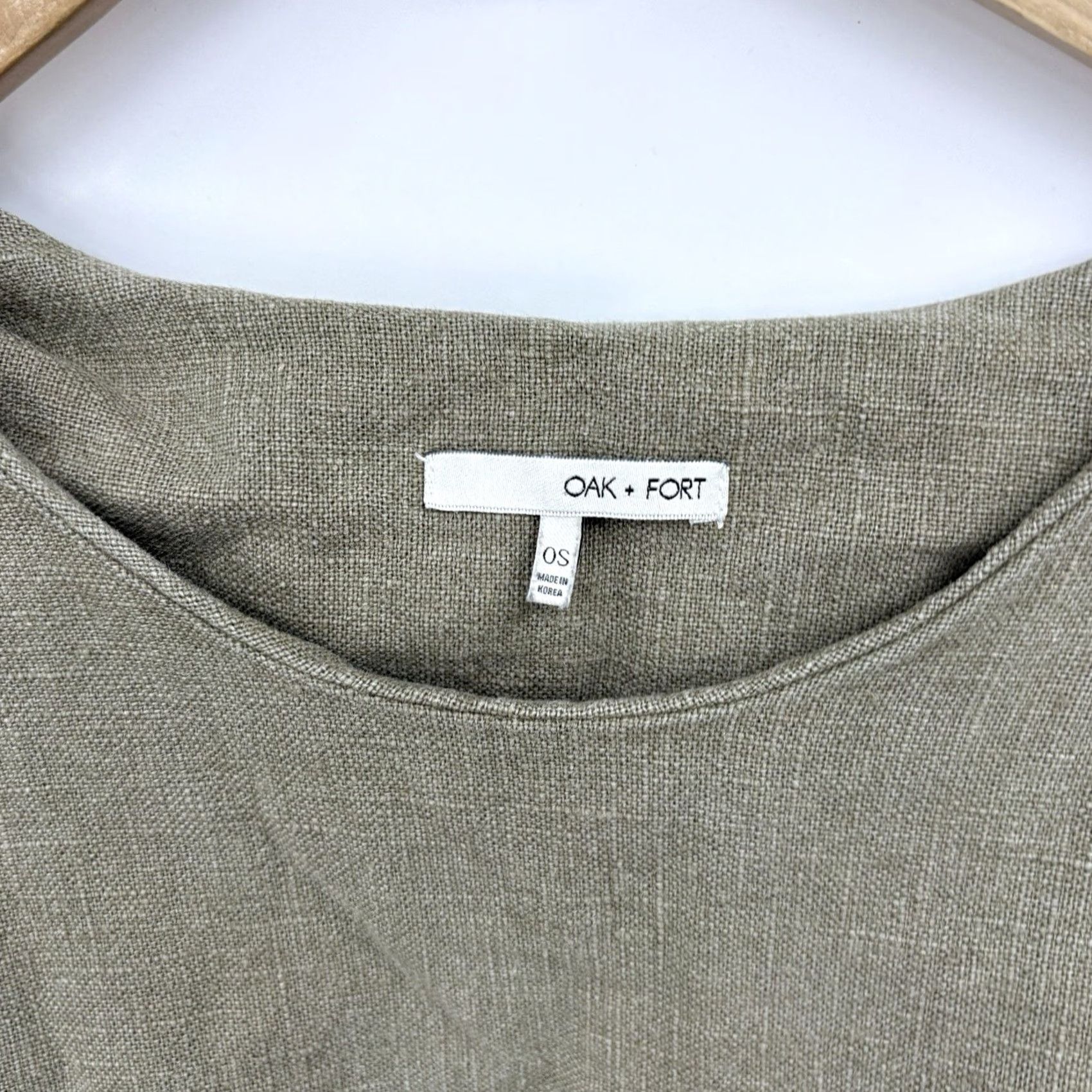 Vintage Oak Fort Linen Kaftan Dress Women One Size Lagenlook Oversized Scandi Minimalist Shirt Dress Green Size ONE SIZE - 3 Thumbnail