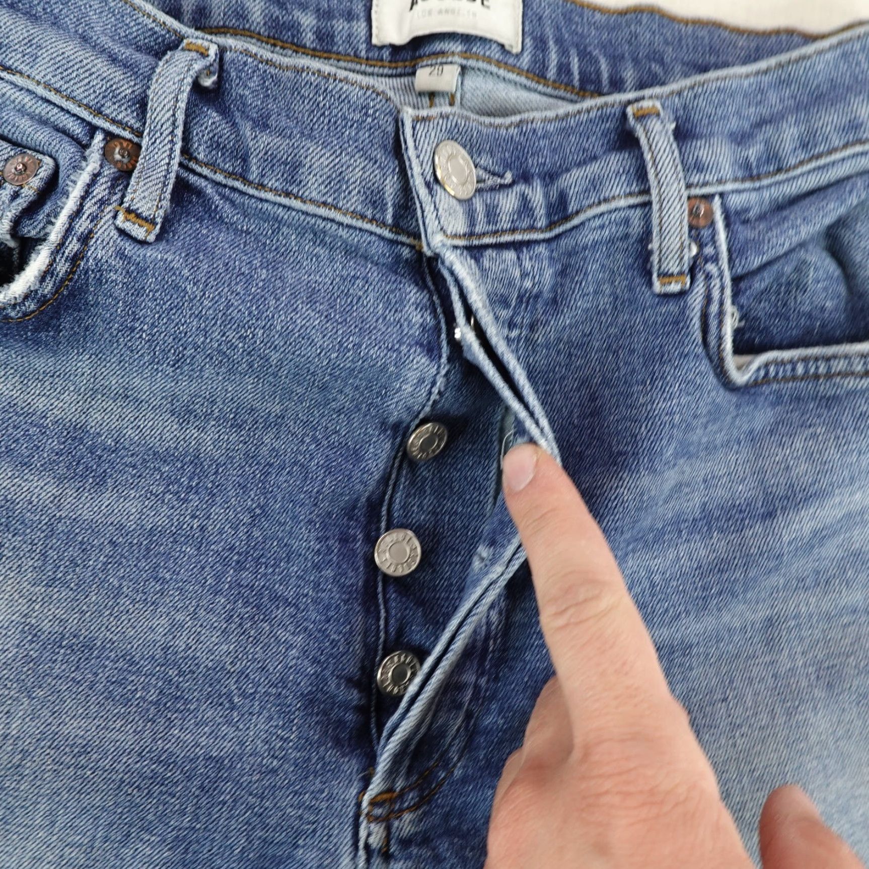 Agolde AGOLDE Jeans Womens 29 Blue Denim Nico High Rise Slim Fit Button Fly Distressed Size 28" / US 6 / IT 42 - 5 Thumbnail
