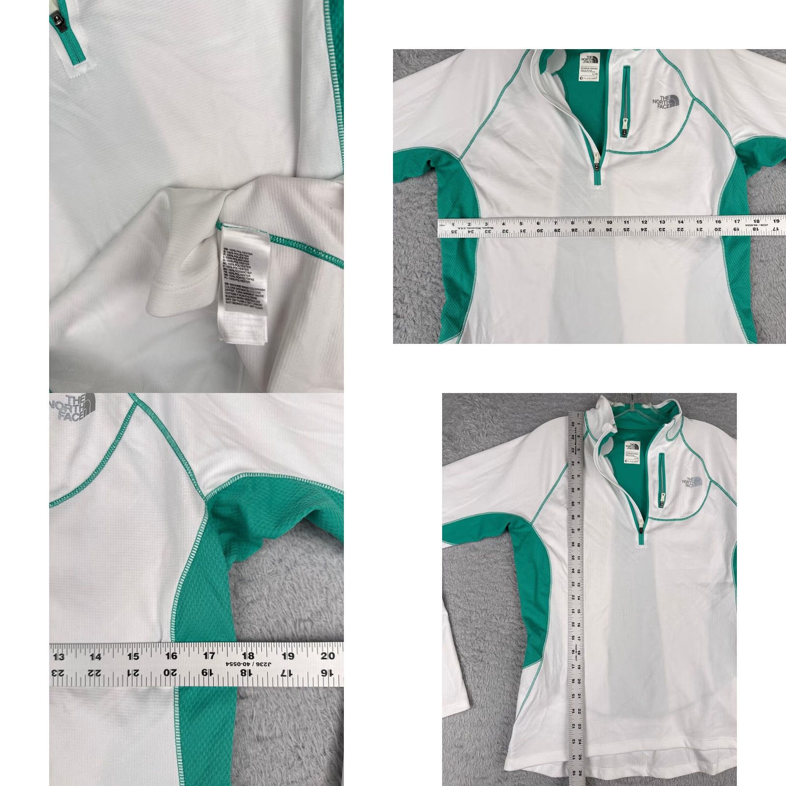 The North Face The North Face Sweater Women Large White Teal Flashdry 1/4 Zip Poly Lightweight Size L / US 10 / IT 46 - 8 Thumbnail