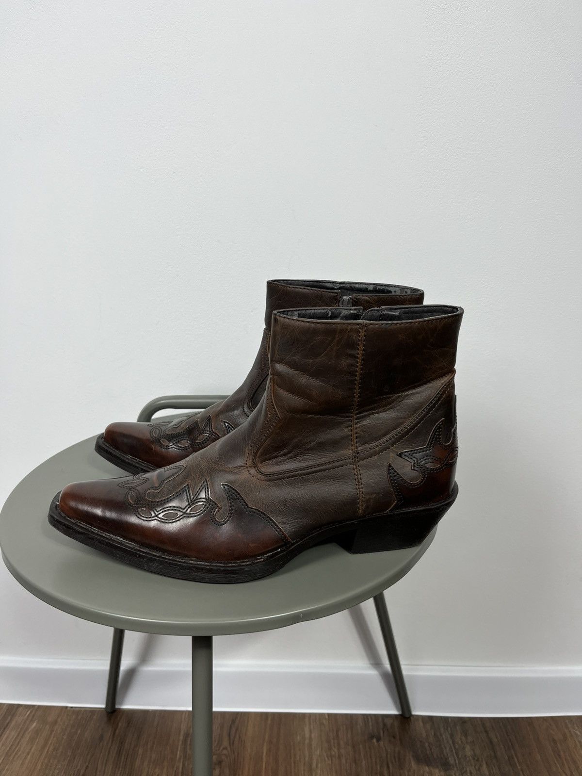 Other Vintage Western Faux Leather Ankle Boots Brown EU 42 Size US 9 / EU 42 - 7 Thumbnail