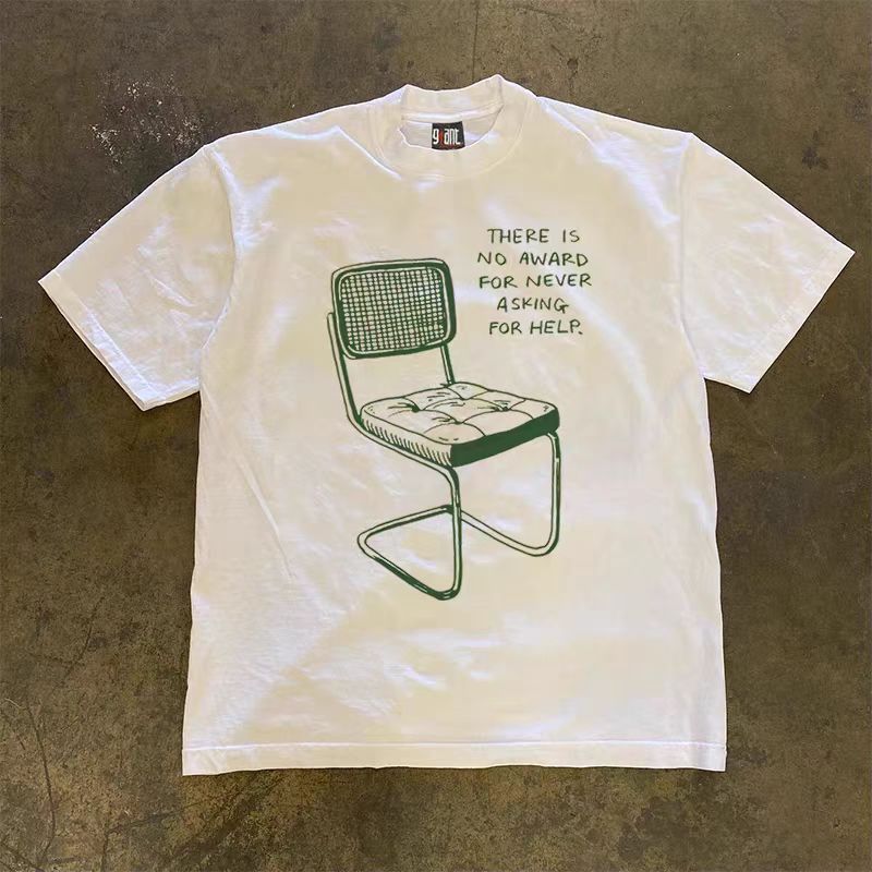 Vintage White washed vintage chair print cotton t-shirt Size US M / EU 48-50 / 2 - 1 Thumbnail