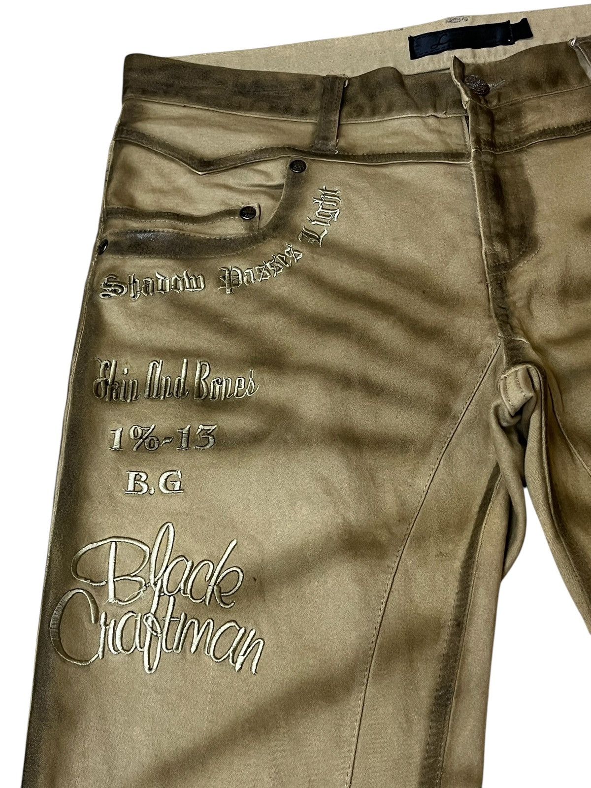 JACKROSE SICK🔥JACKROSE LUV MAISON WAXED EMBROIDERY FLARED JEANS Size US 33 - 6 Thumbnail