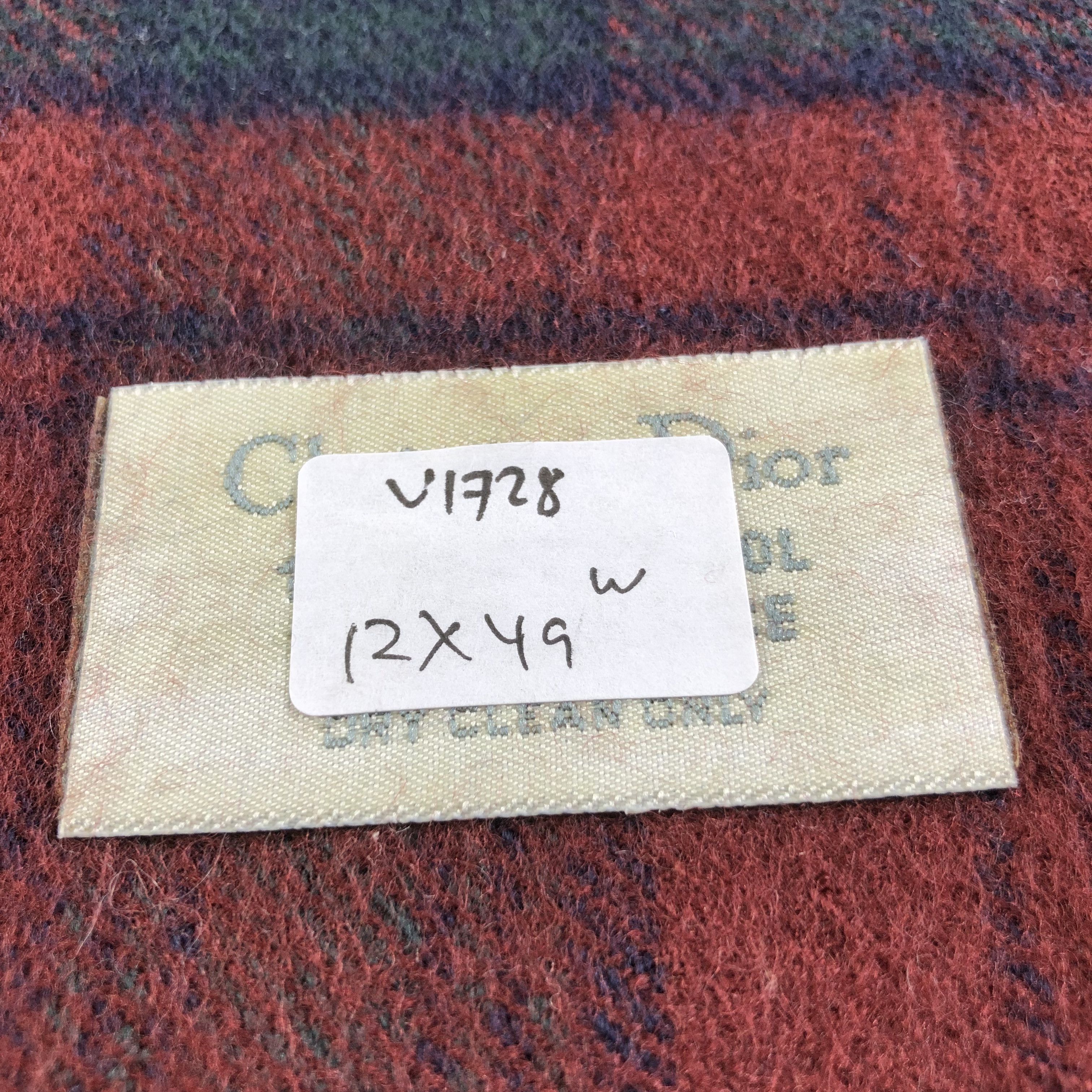 Vintage Christian Dior Tartan Wool Scarf Muffler V1728