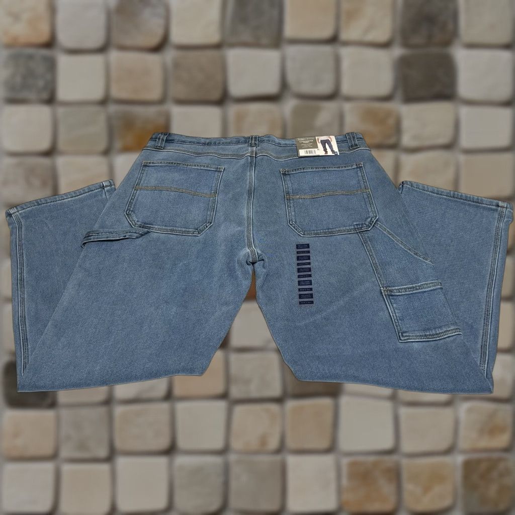 Vintage Berkley Jensen Carpenter Pants Men 40x30 Blue Fleece Lined Relaxed Straight NWT Size US 40 / EU 56 - 1 Thumbnail