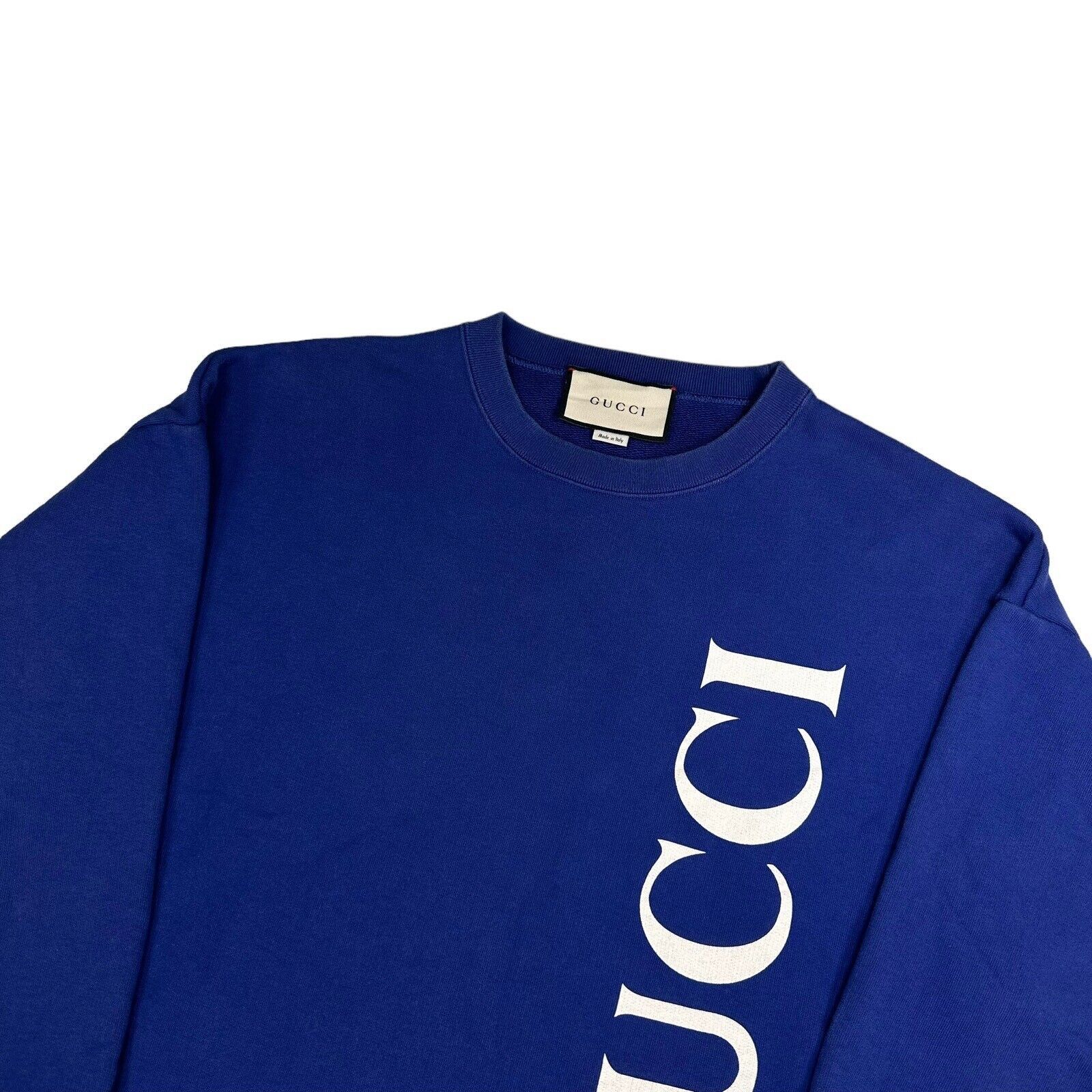 Gucci Gucci Size M Sweatshirt Deep Blue Vertical Logo Graphic Crew Size US M / EU 48-50 / 2 - 3 Thumbnail