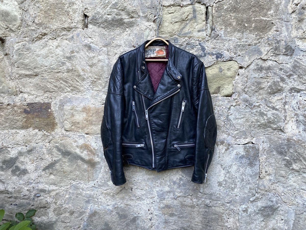 Vintage Rare Vintage 80s Wolf Leathers Biker Jacket Cafe Racer Size US L / EU 52-54 / 3 - 1 Thumbnail