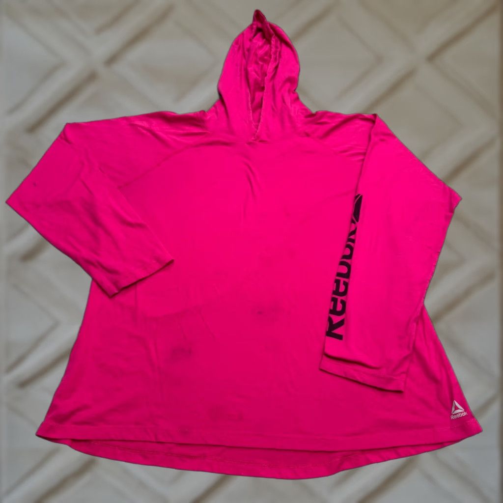 Reebok VINTAGE? No — Reebok Hoodie Lightweight Pullover Sweatshirt Womens 2X Pink Graphic Active Top Size XXL / US 16-18 / IT 52-54 - 1 Thumbnail