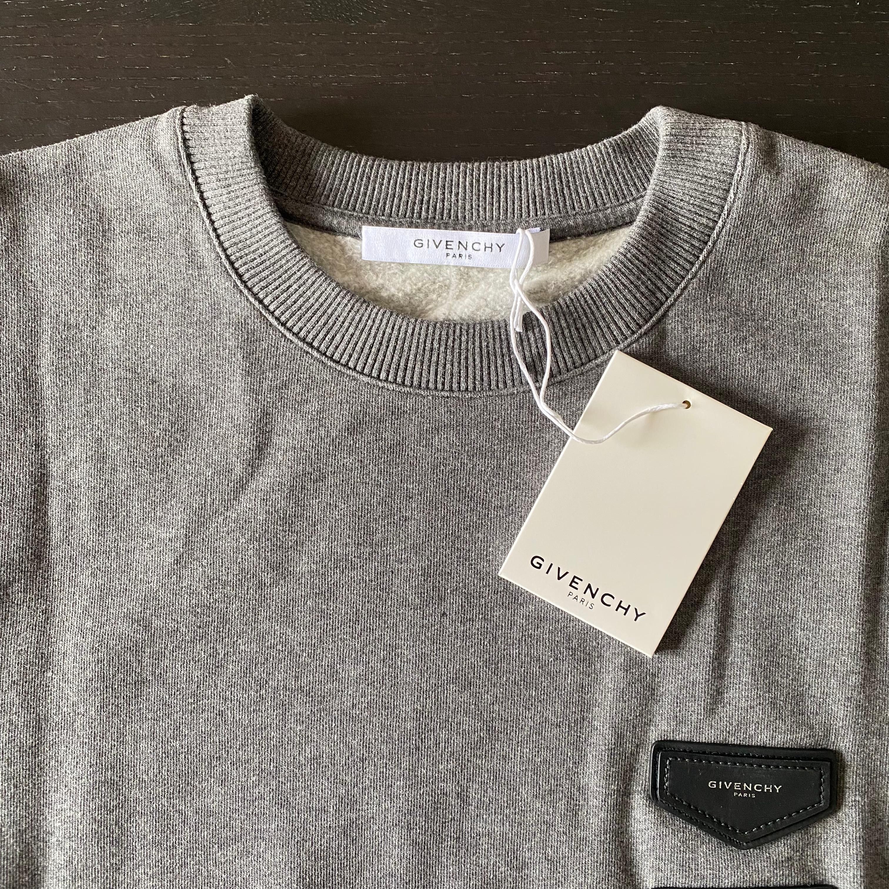 Givenchy 1 of 1 Grey Leather Logo Patches Sweatshirt Size US M / EU 48-50 / 2 - 2 Thumbnail