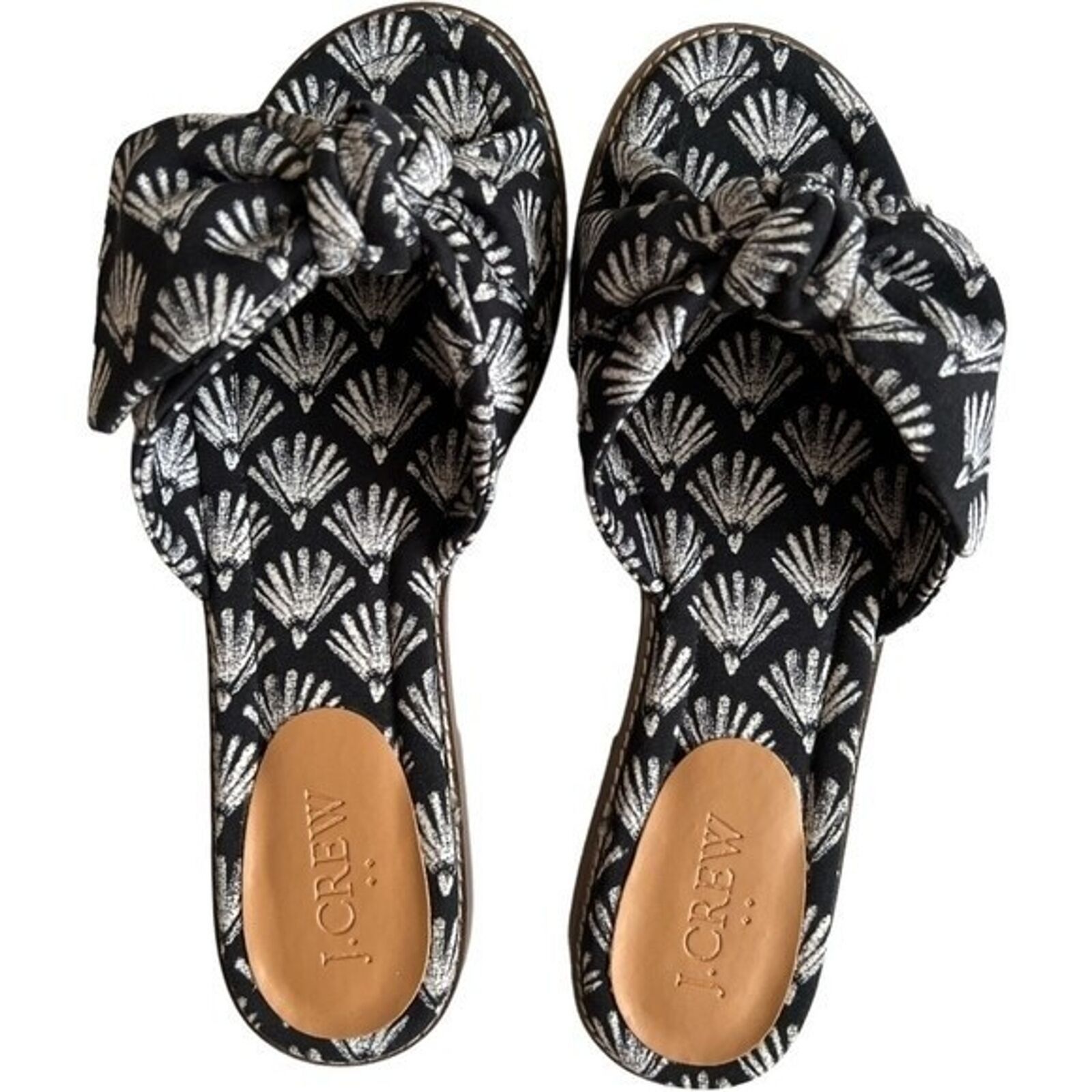 J.Crew J.Crew Black Ivory Printed Knot Slide Sandals, US9.5 Size US 9.5 / IT 39.5 - 2 Thumbnail