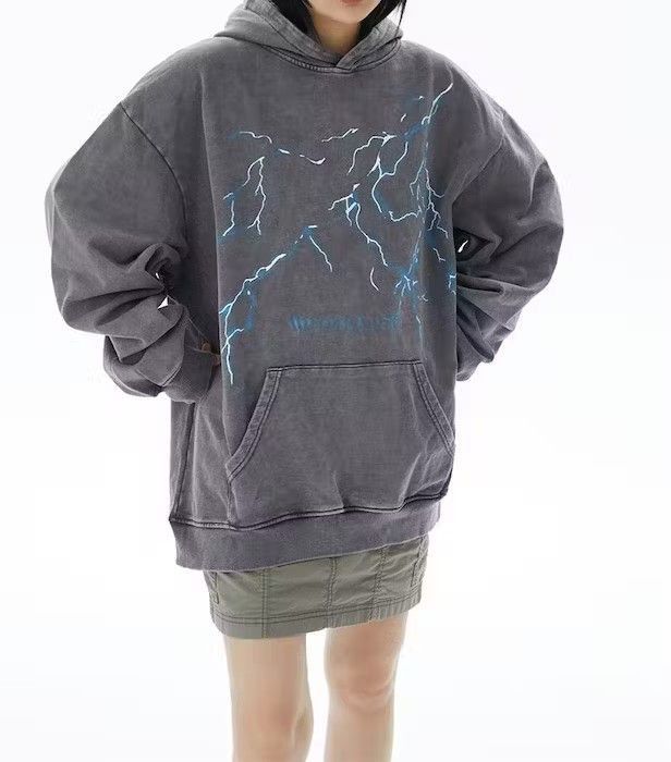 Japanese Brand Lightning Graphic Knit Gray Hoodie Size US L / EU 52-54 / 3 - 5 Thumbnail