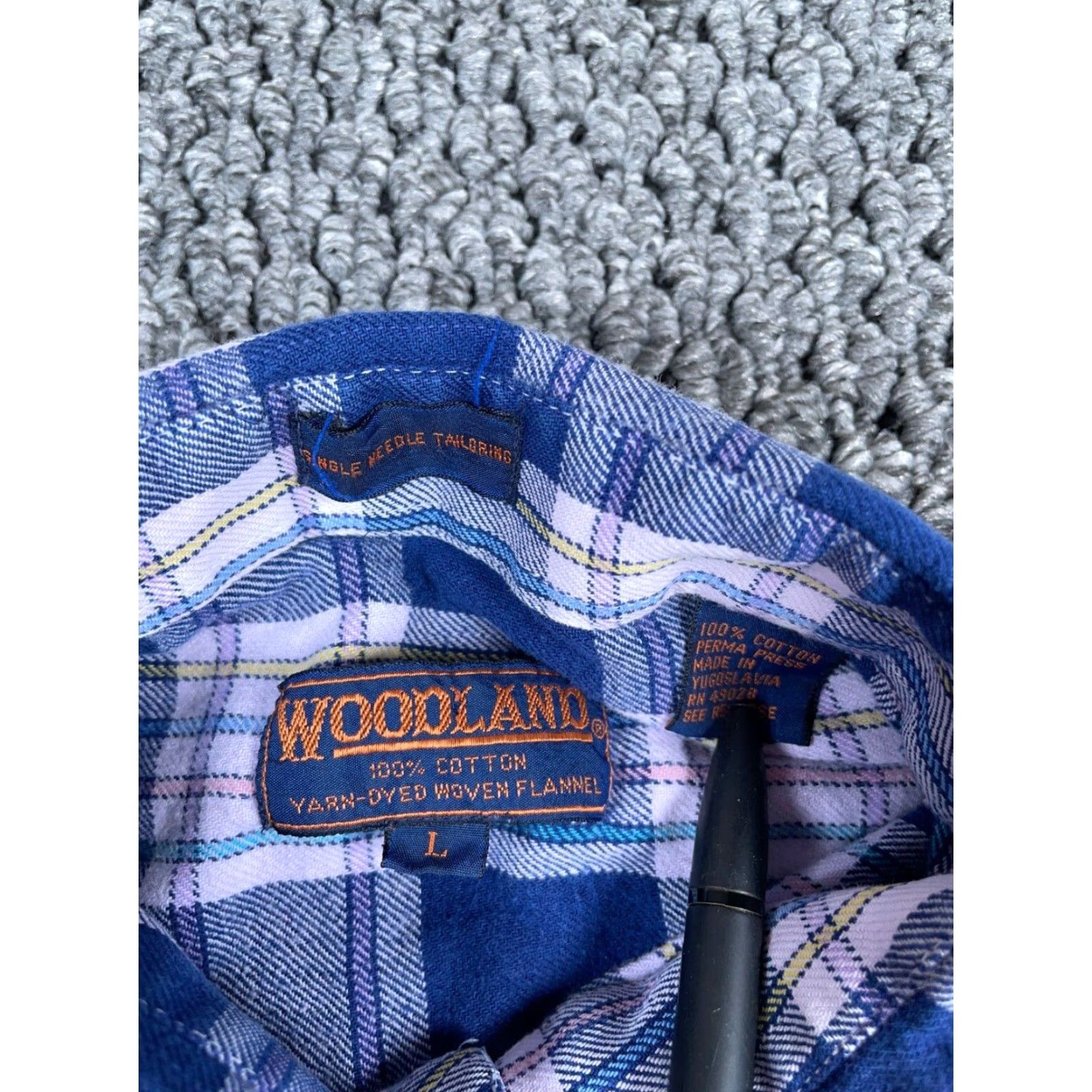 Vintage VTG Woodland Lightweight Flannel Shirt Adult Large Purple Plaid Grunge 90s Mens Regular Button-Up Cotton Shirt Size US L / EU 52-54 / 3 - 4 Thumbnail