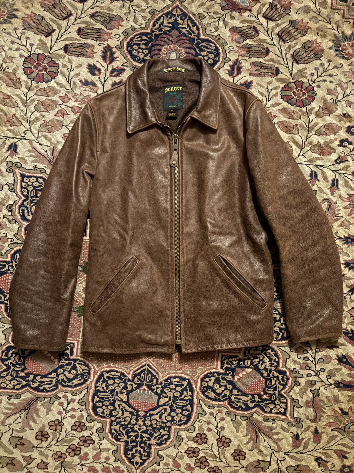 Schott Schott Men’s Waxy Buffalo Leather Sunset Jacket #543 Size US M / EU 48-50 / 2 - 2 Thumbnail