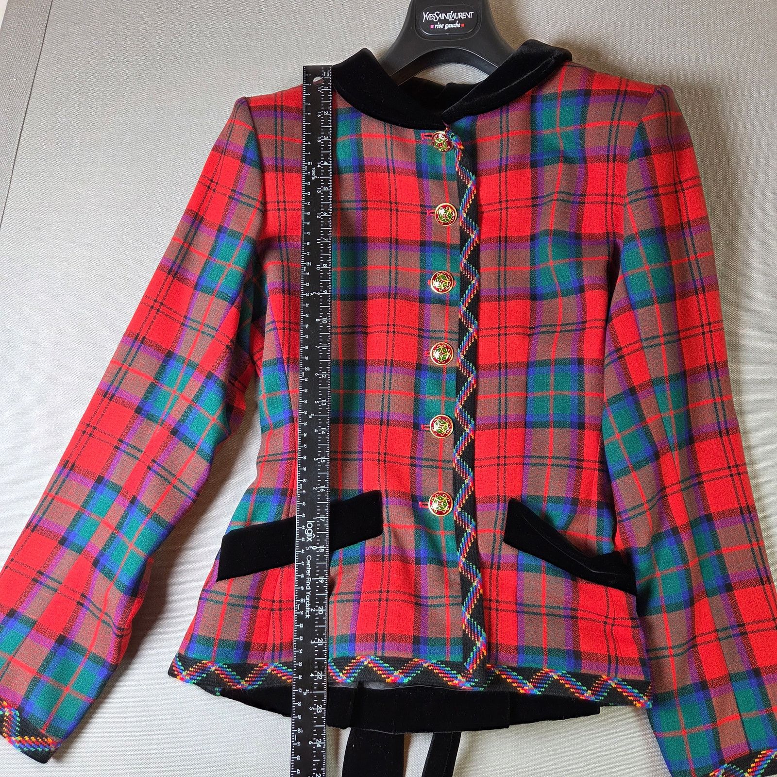 Yves Saint Laurent Yves Saint Laurent Rive Gauche 1994 Tartan Velvet Jacket Size S / US 4 / IT 40 - 17 Thumbnail