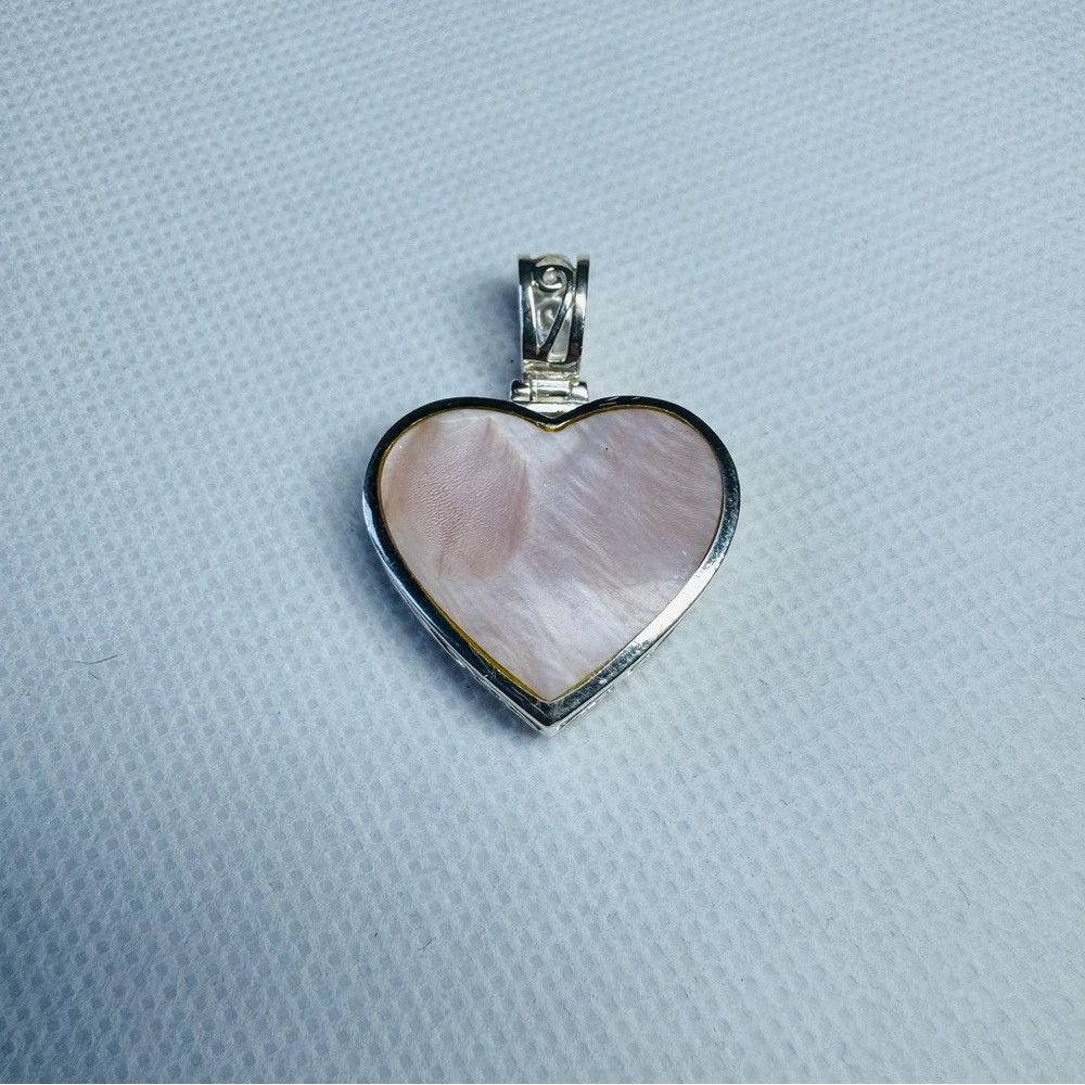 Other Vintage 925 Sterling Silver Pearl Heart Pendant Size ONE SIZE - 3 Thumbnail