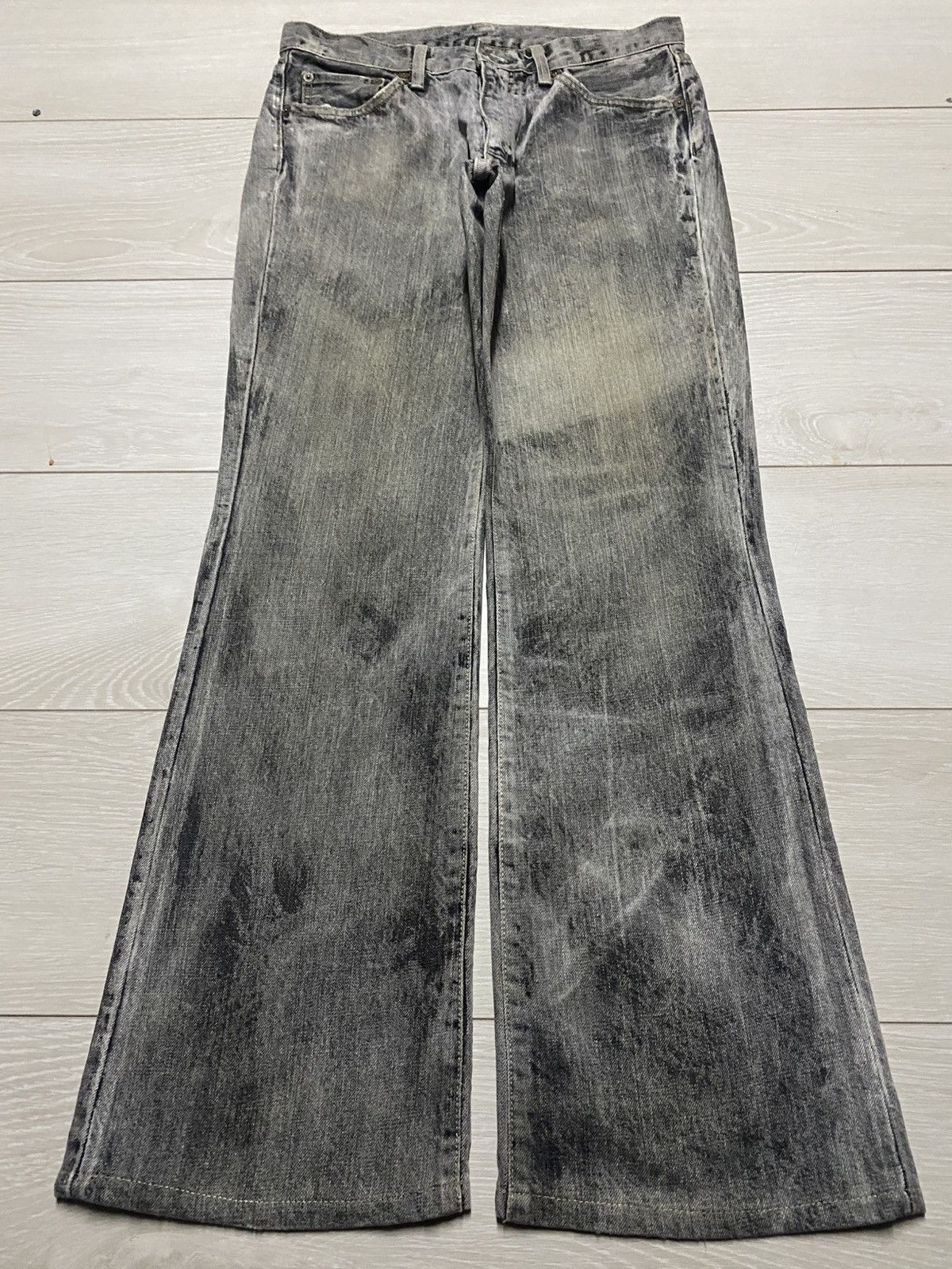 Le Grande Bleu (L.G.B.) Blue Way Made in Nippon Bleached Distressed Flare Jeans Size US 30 / EU 46 - 1 Thumbnail