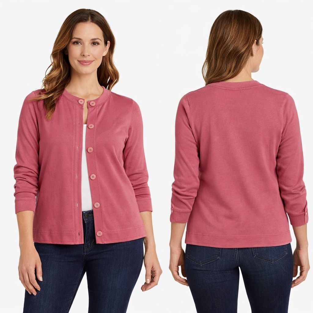 Other Sigrid Olsen Dusty Rose Button-Front Crewneck Cardigan Size Size M / US 6-8 / IT 42-44 - 1 Thumbnail