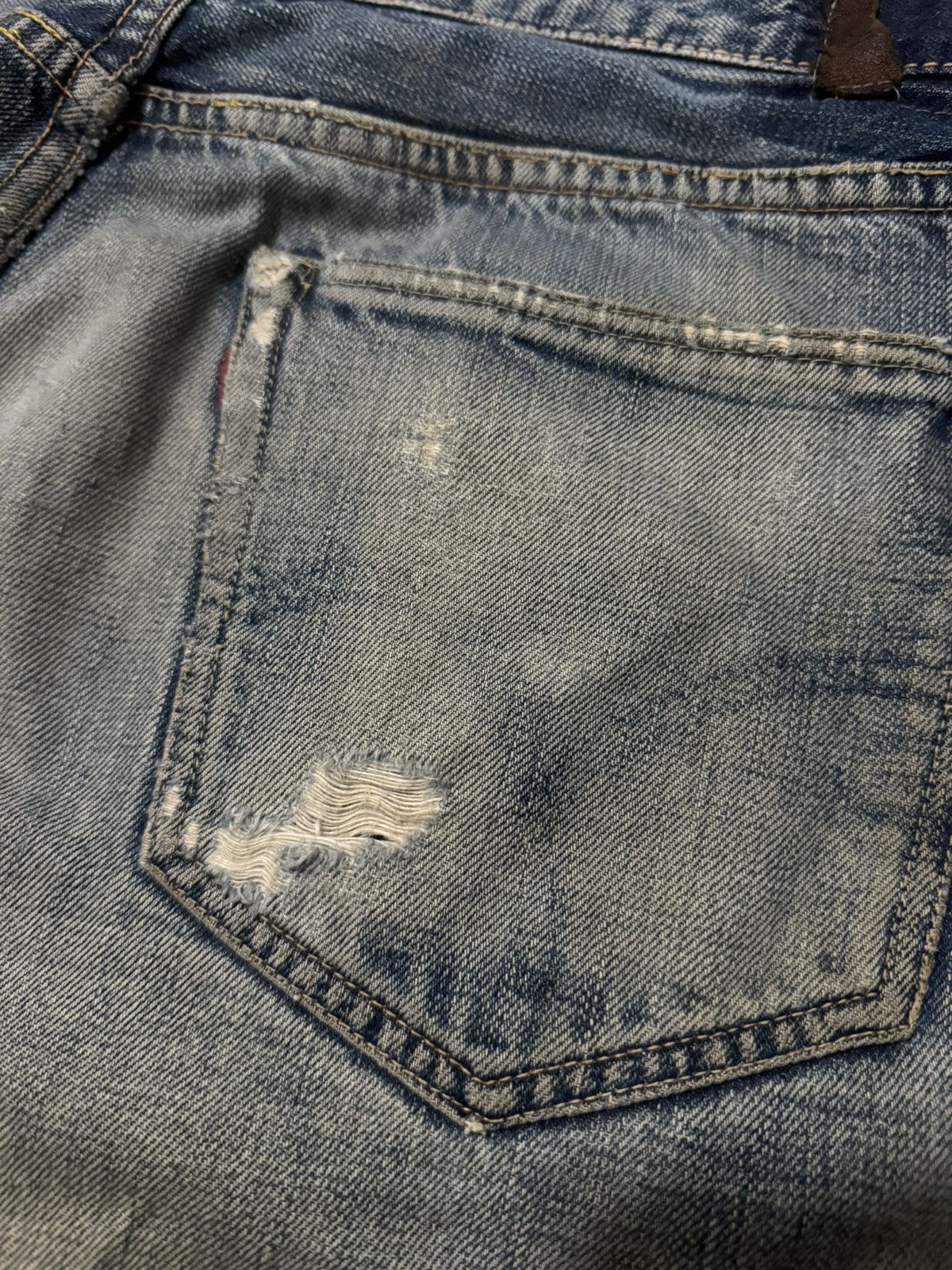 Japanese Brand Heavily Distressed Fullcount Selvedge Denim Size US 33 - 16 Thumbnail