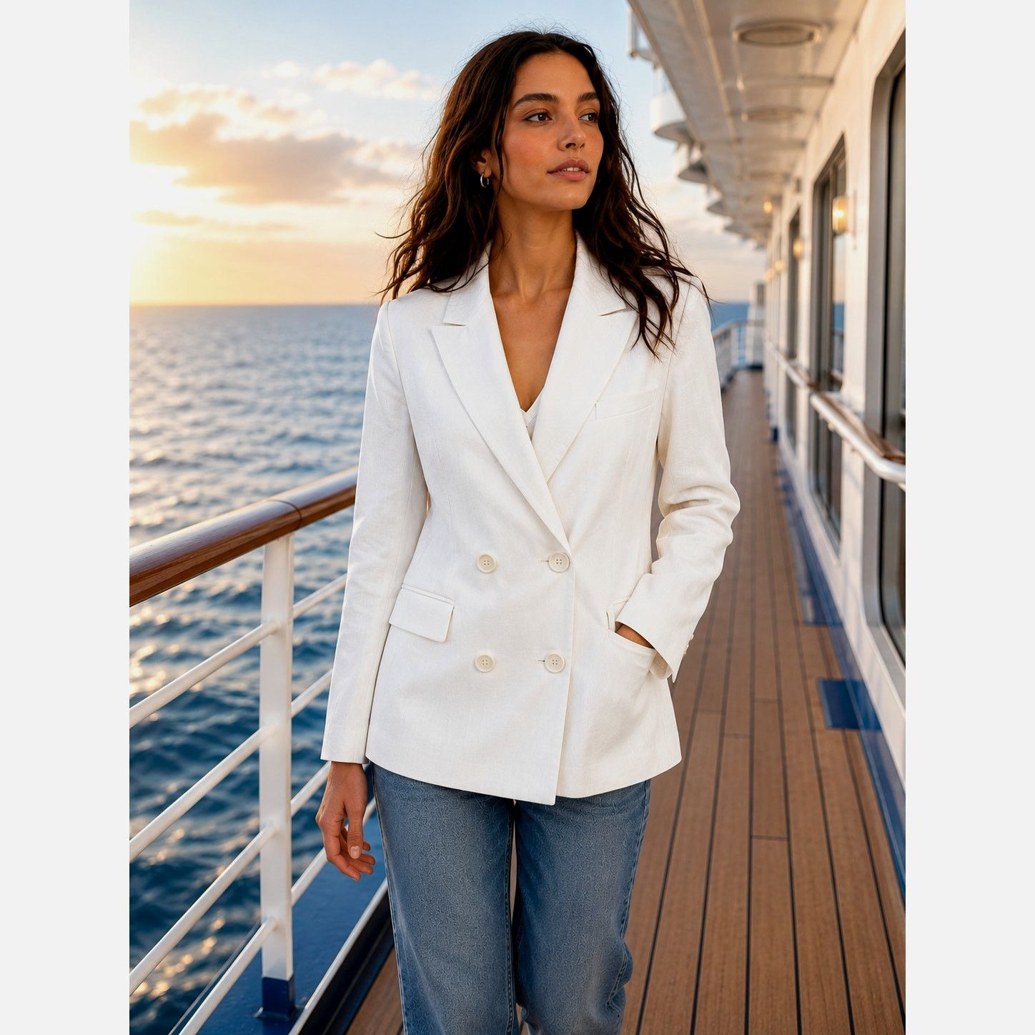 PIOMBO Piombo Womens Double Breasted Blazer White 10 Size L / US 10 / IT 46 - 1 Thumbnail