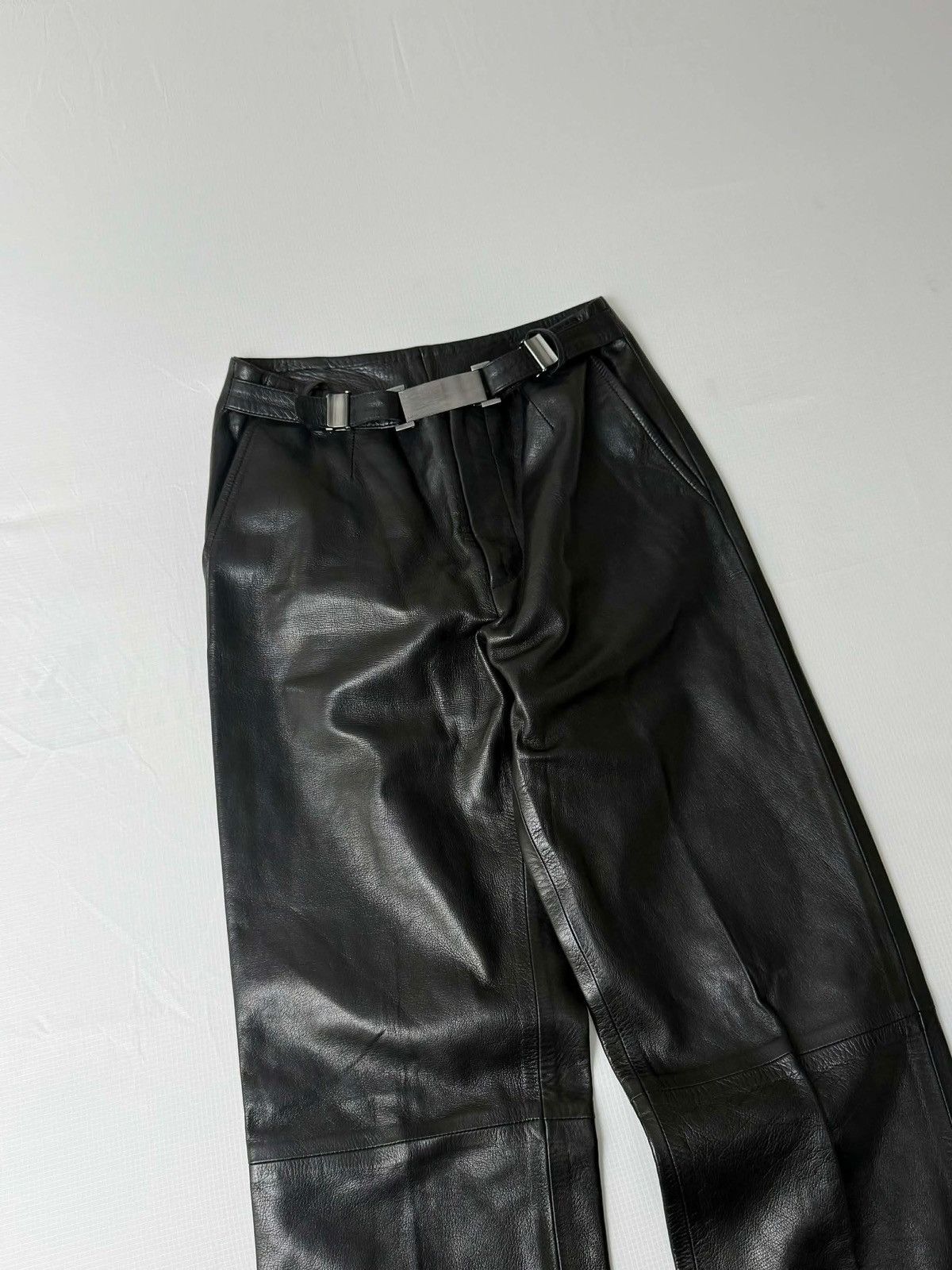 Gucci Gucci by Tom Ford 1997 Belted Leather Wide Pants Size 26" / US 2 / IT 38 - 4 Thumbnail