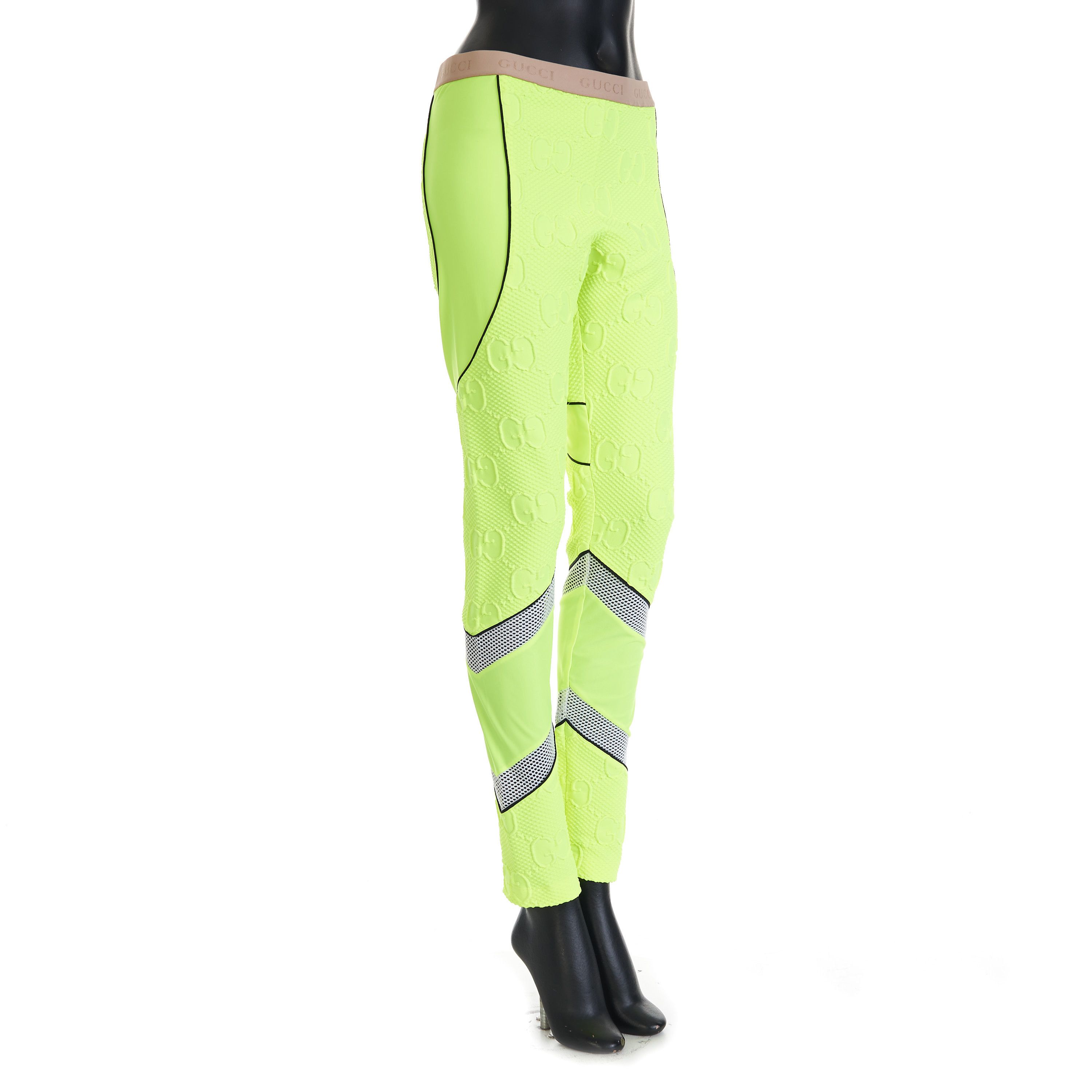 Gucci GG Stretch Jersey Neoprene Leggings In Fluorescent Yellow Size US 30 / EU 46 - 8 Thumbnail