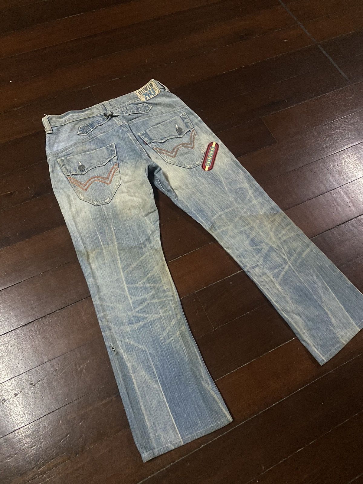 Edwin FIRE 🔥 EDWIN EXCLUSIVE VINTAGE FLARE JEANS RUSTY DISTRESSED Size US 36 / EU 52 - 20 Thumbnail
